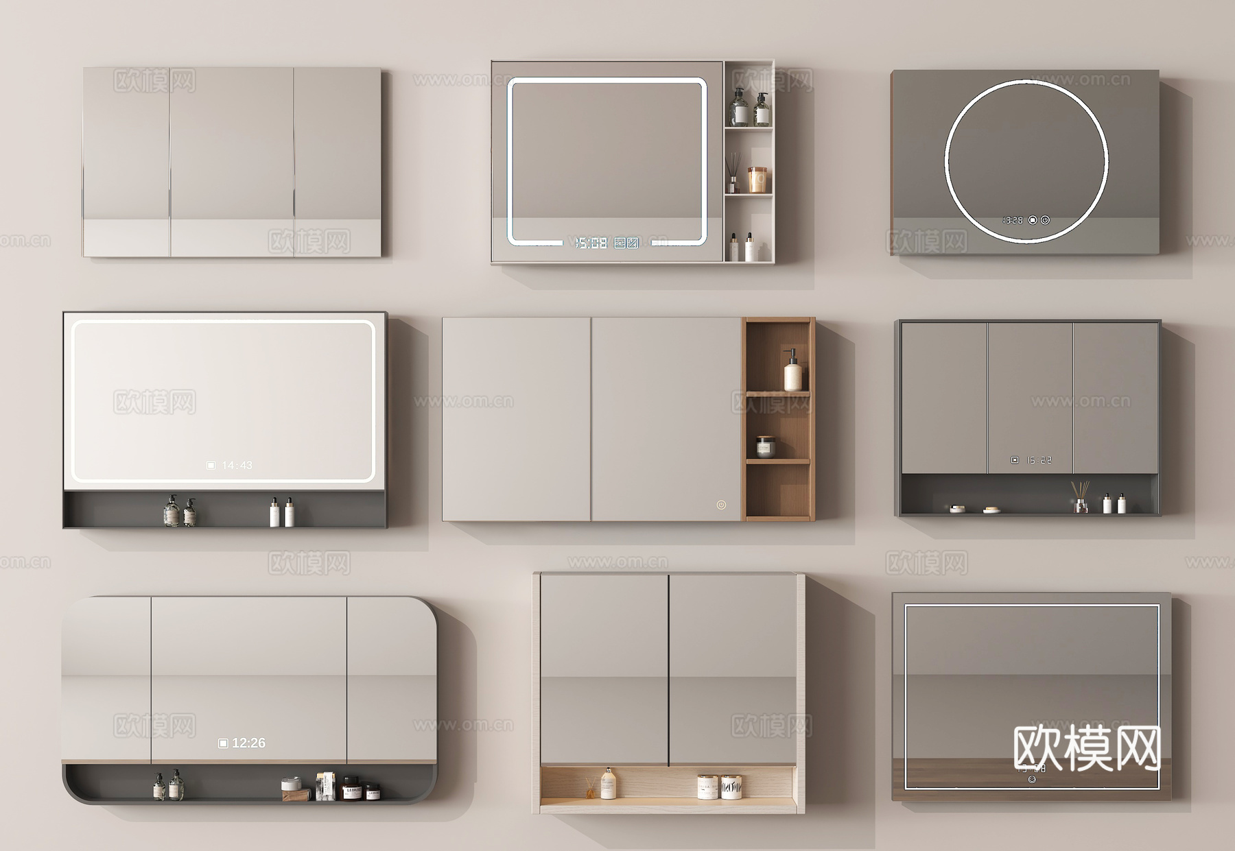 现代卫浴镜 镜柜 智能镜su模型