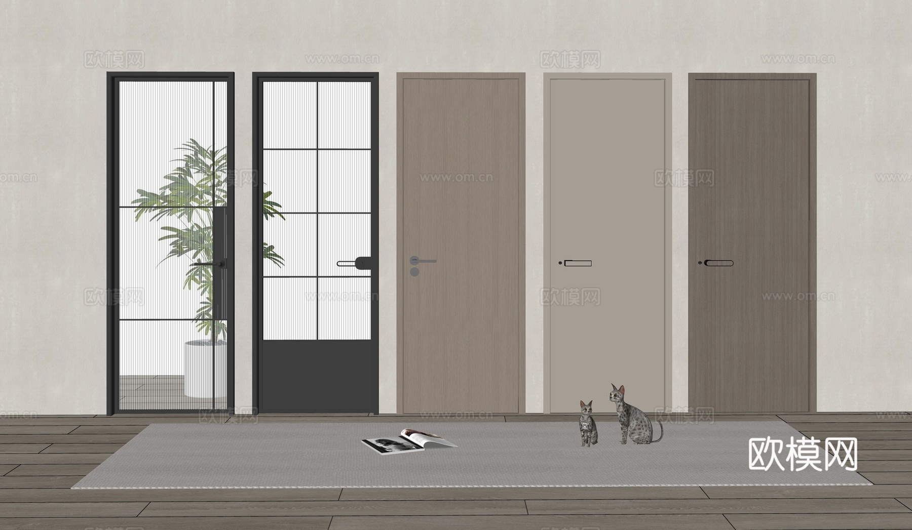 现代房门su模型