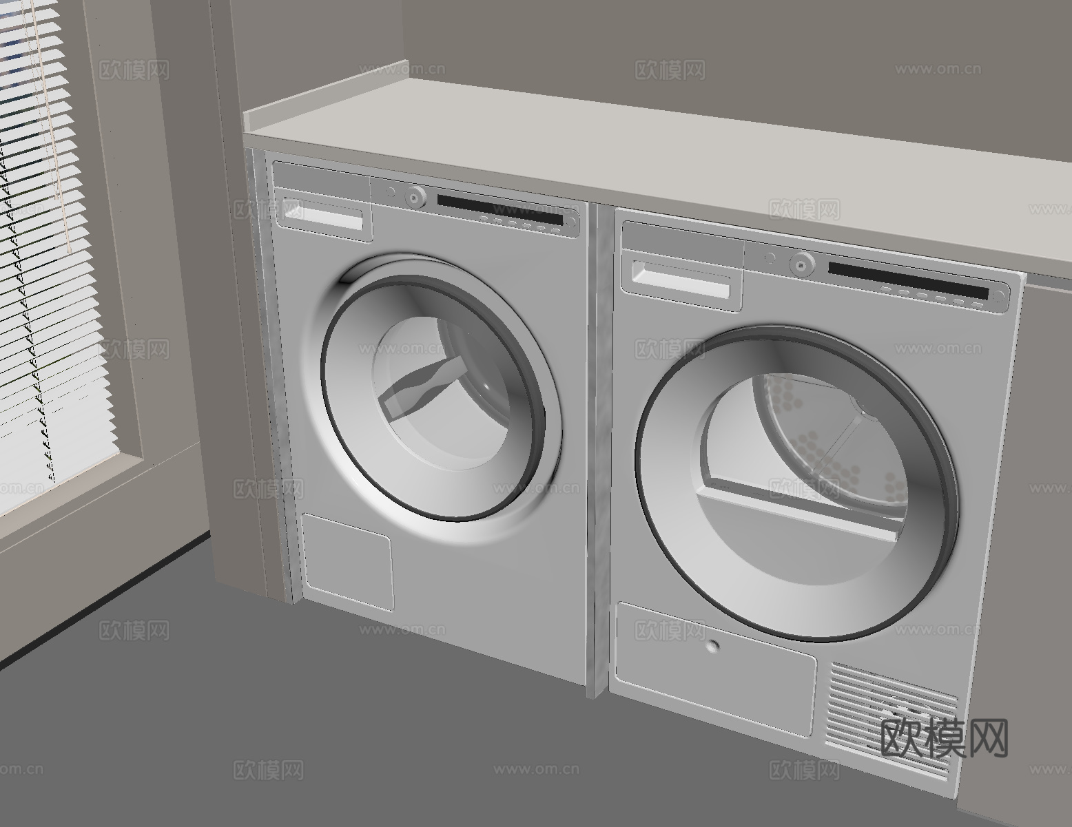 现代洗衣机 滚筒洗衣机su模型