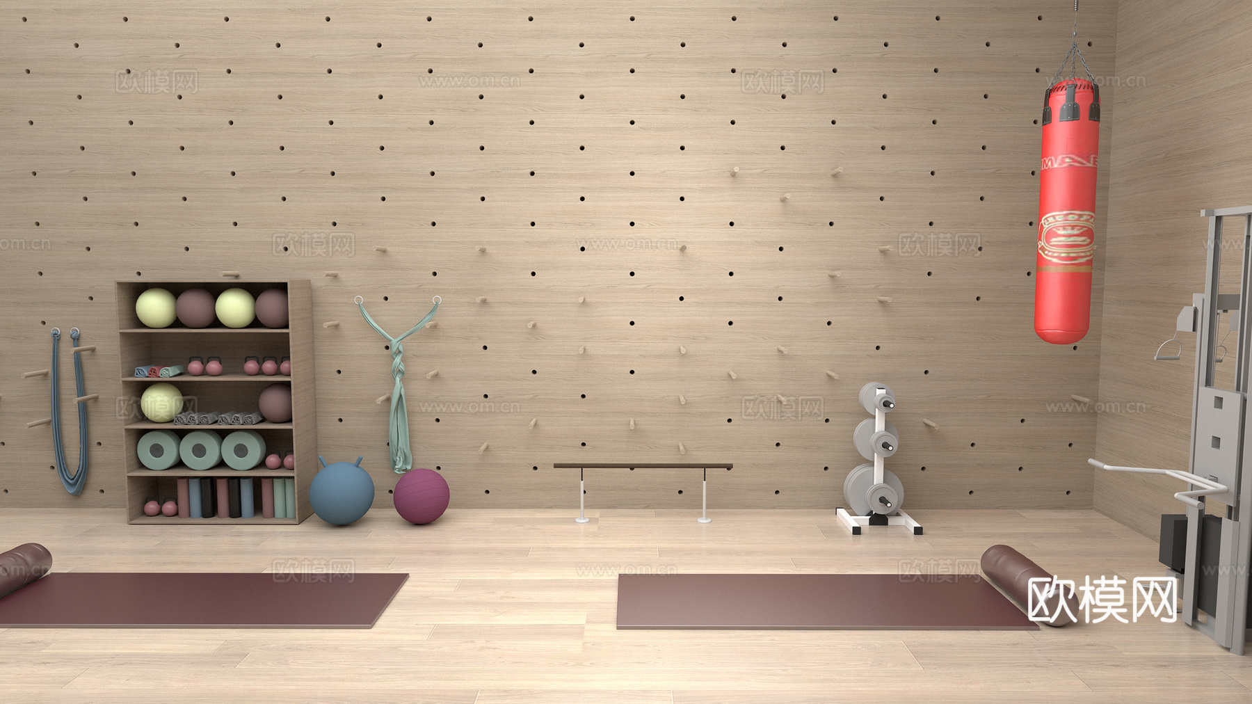 健身房和健身器械su模型