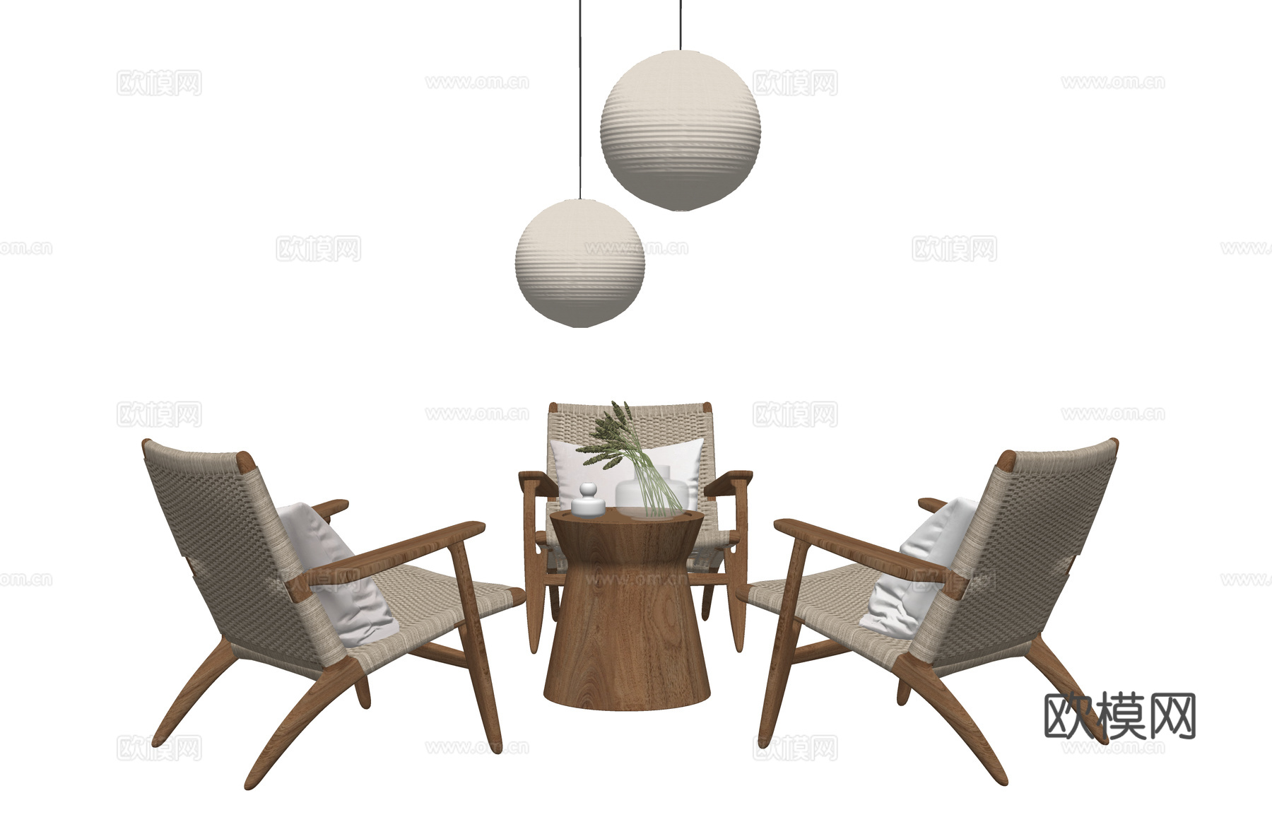 风格 藤编家具 桌子 原木家具 单体 编织 餐桌 茶桌 奶油su模型