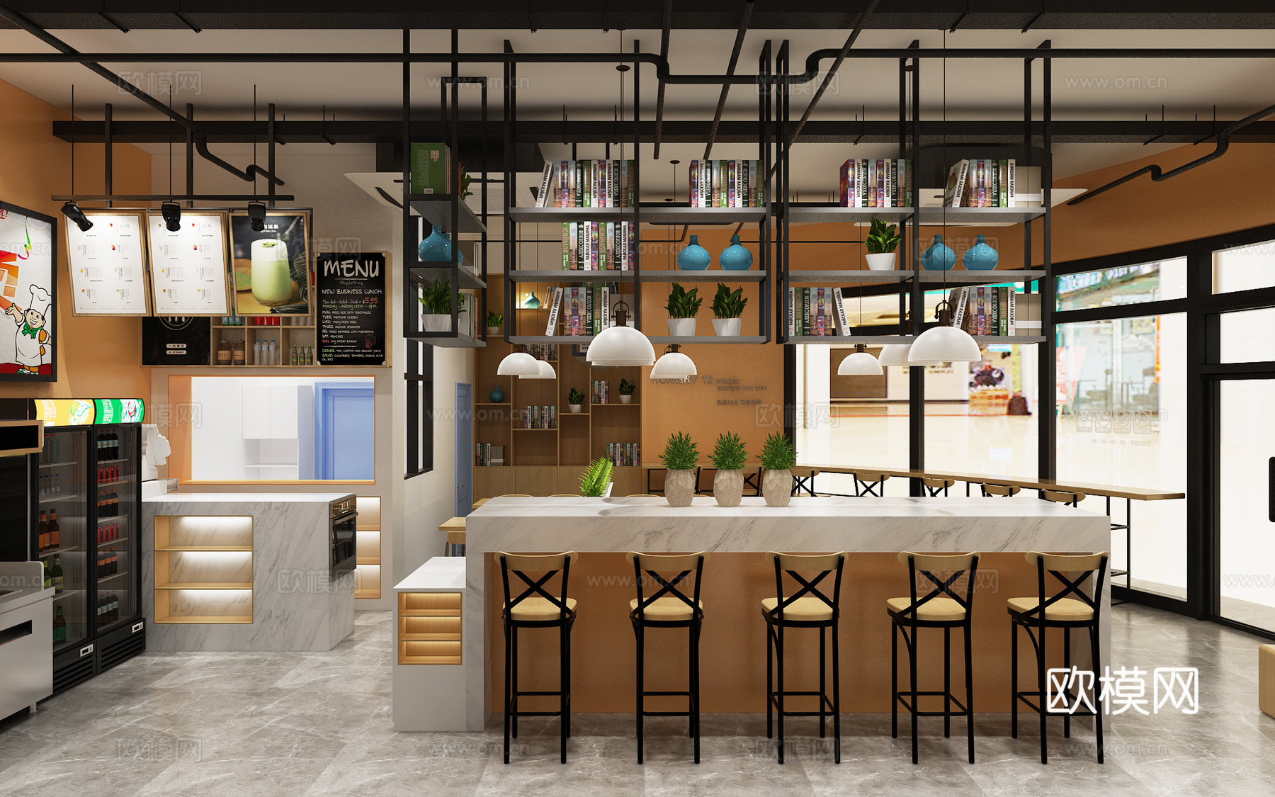 现代麻辣烫餐厅3d模型下载（渲染图3）