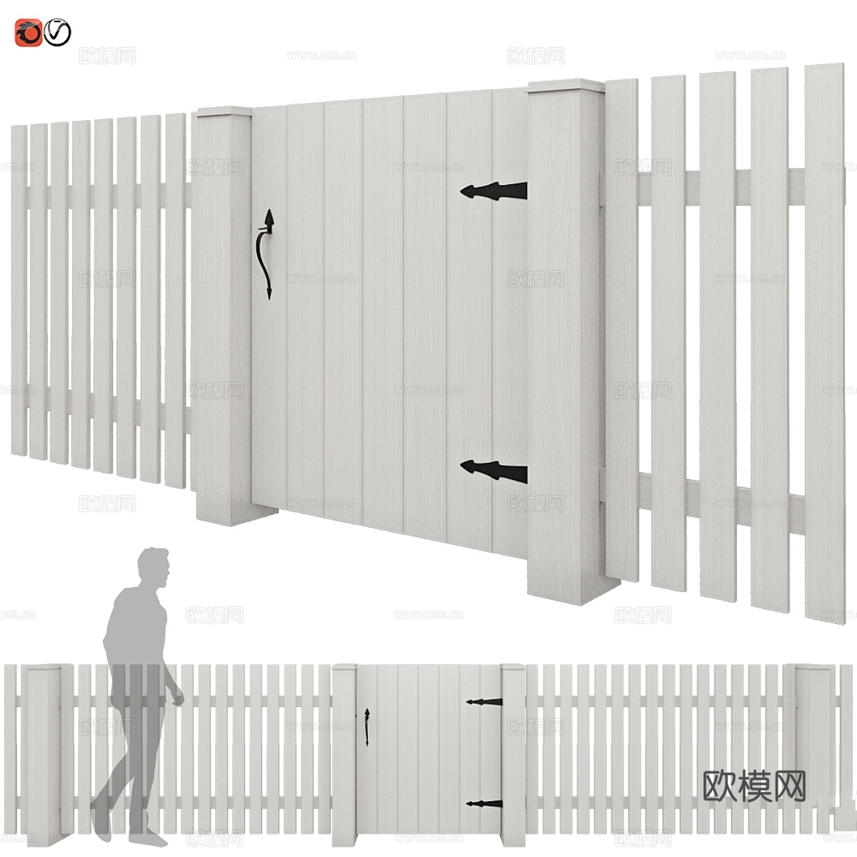 白色栅栏_023d模型下载
