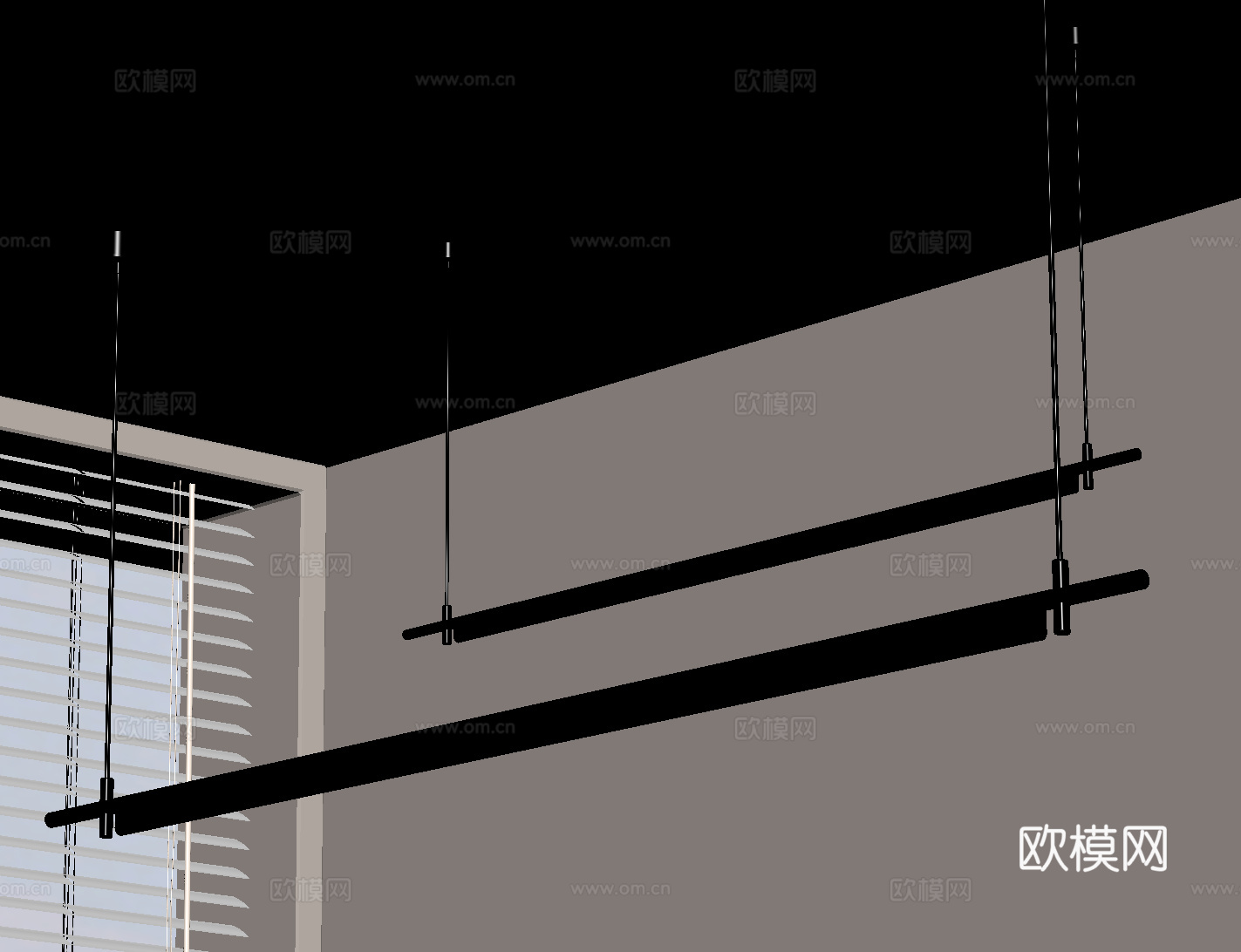 意式一字吊灯 极简餐厅吊灯 北欧长条吊灯 复古书房吊灯 办su模型