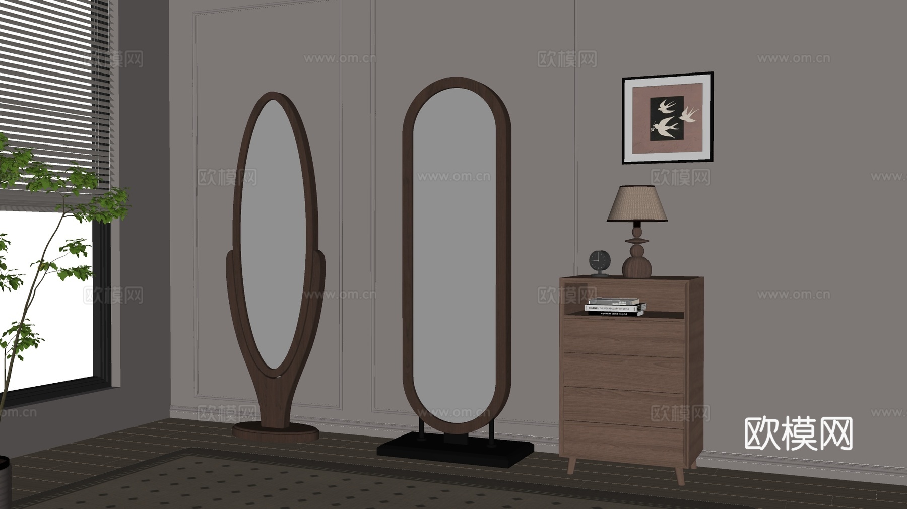 全身镜 装饰镜 玄关镜 穿衣镜 立式镜su模型