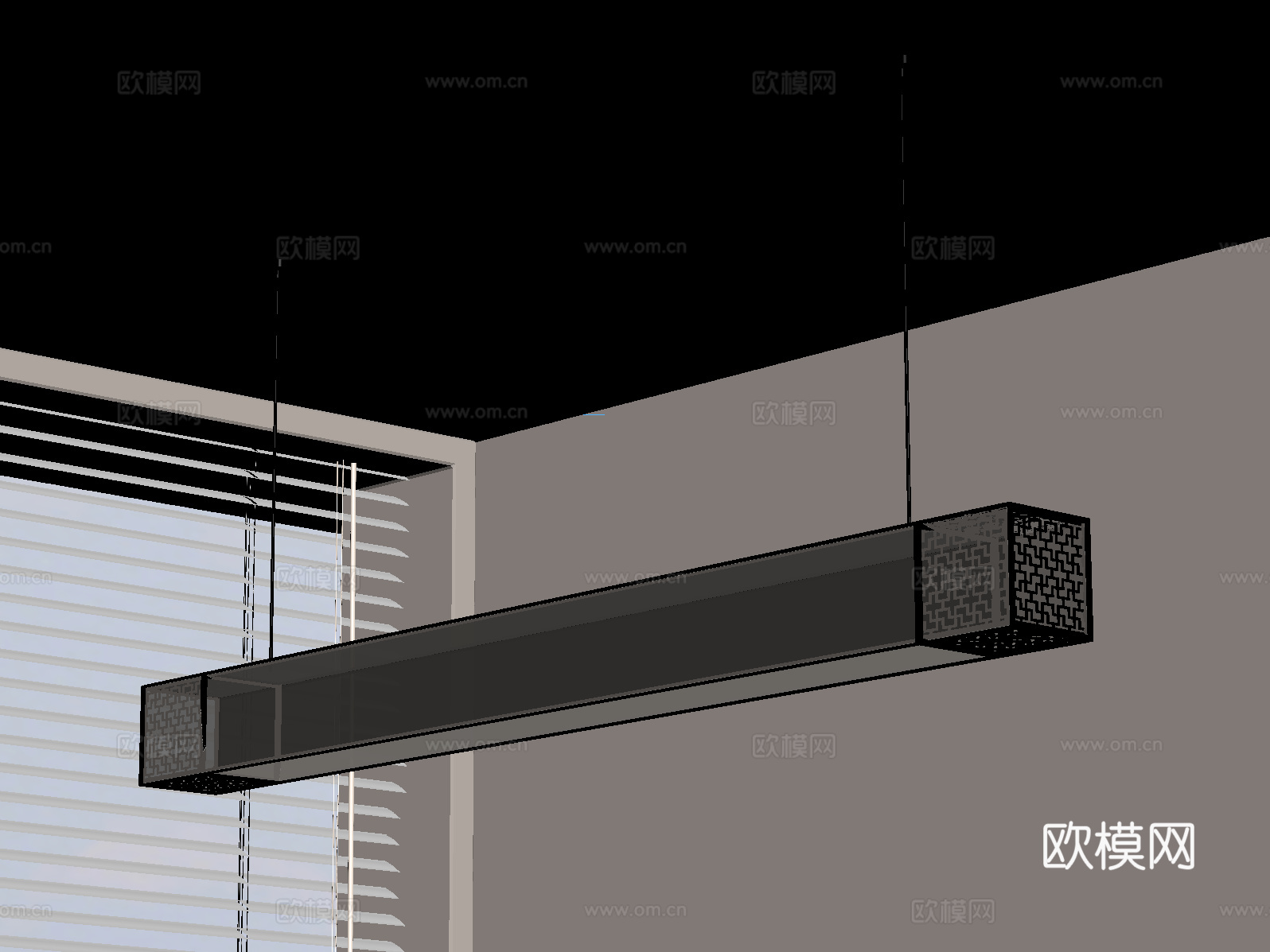 现代新中式吊灯 条形吊灯su模型