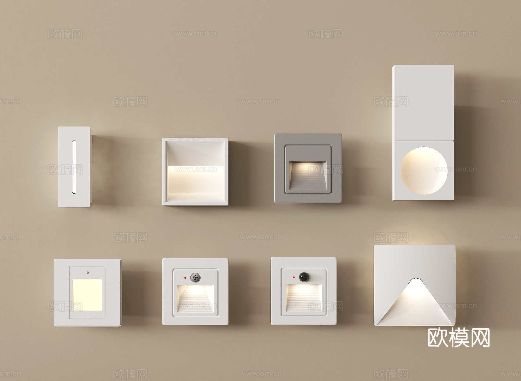 现代壁灯 楼梯感应灯 走廊感应灯 嵌入式 墙面su模型