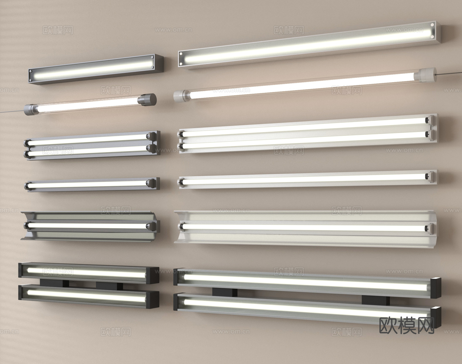 工业风LED日光灯su模型