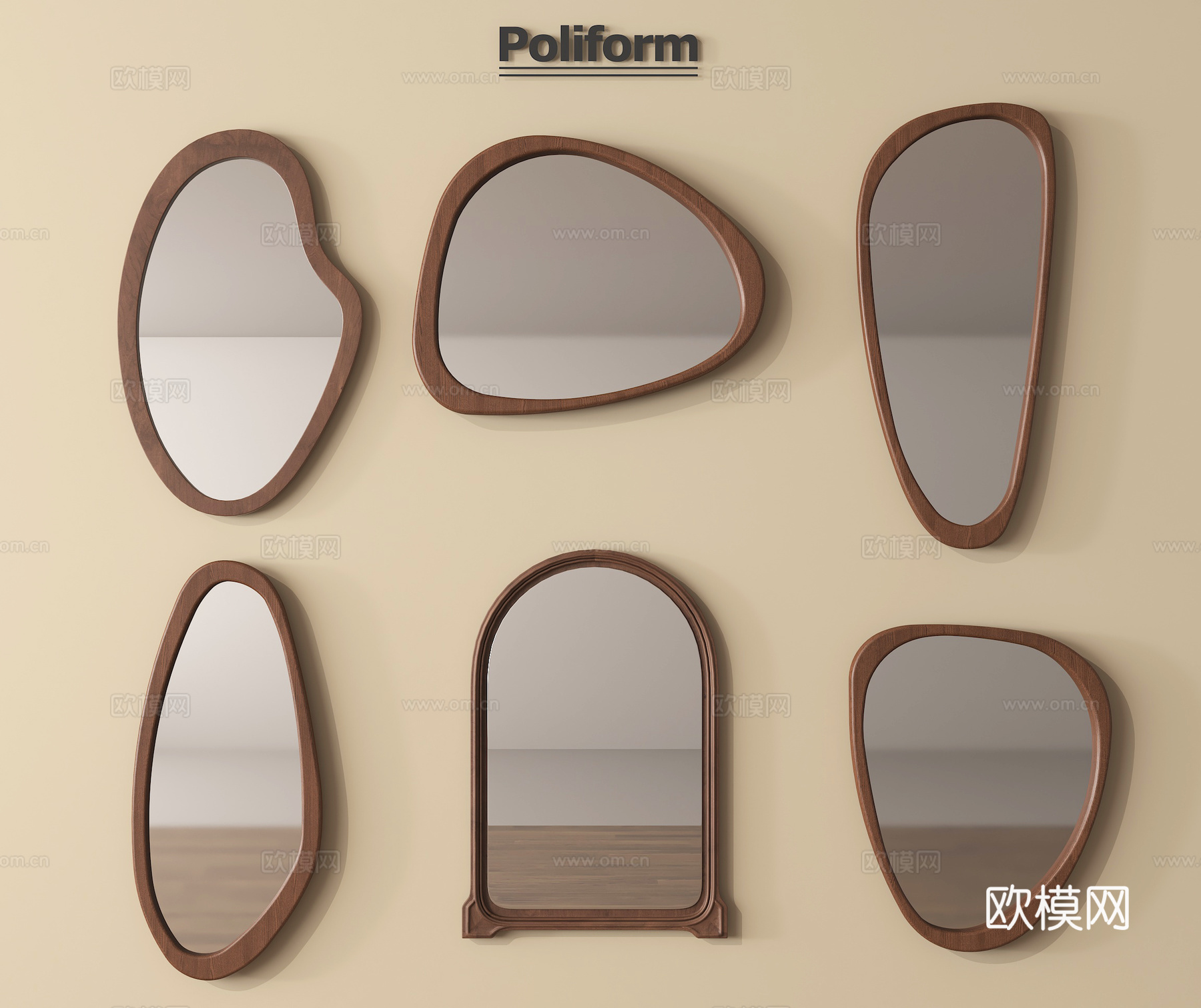 中古侘寂风镜子 化妆镜  装饰镜 异形镜su模型