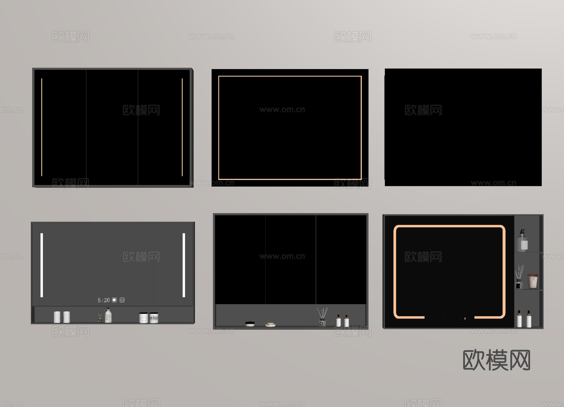 现代卫浴镜 镜柜 智能镜su模型