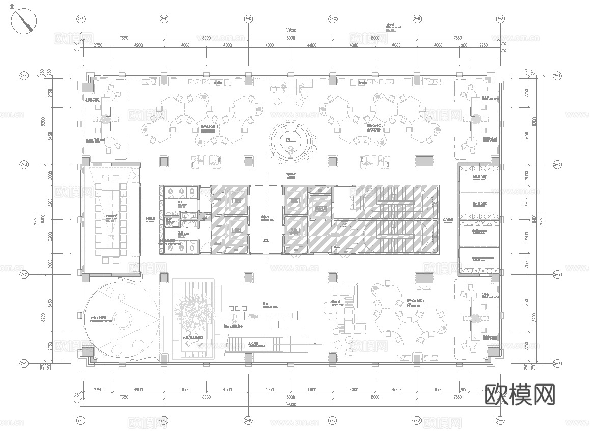 600平办公室 最新平面施工图合集cad施工图