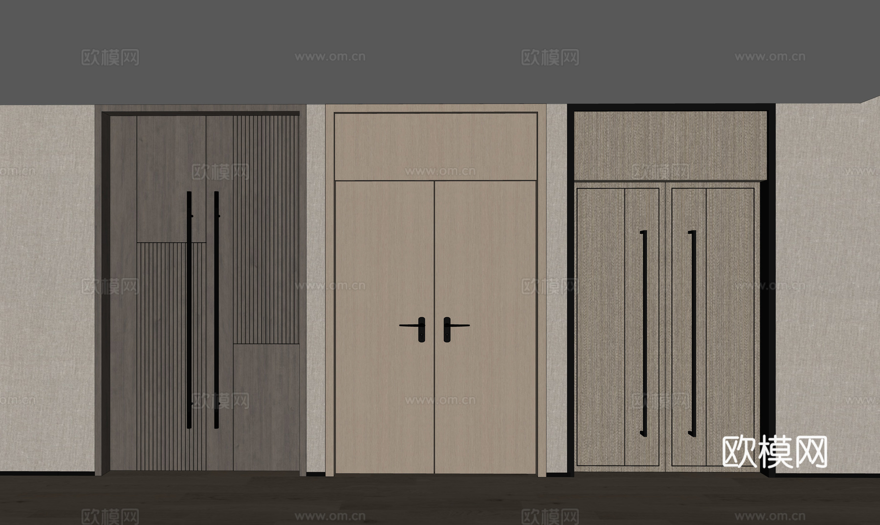 现代双开门su模型