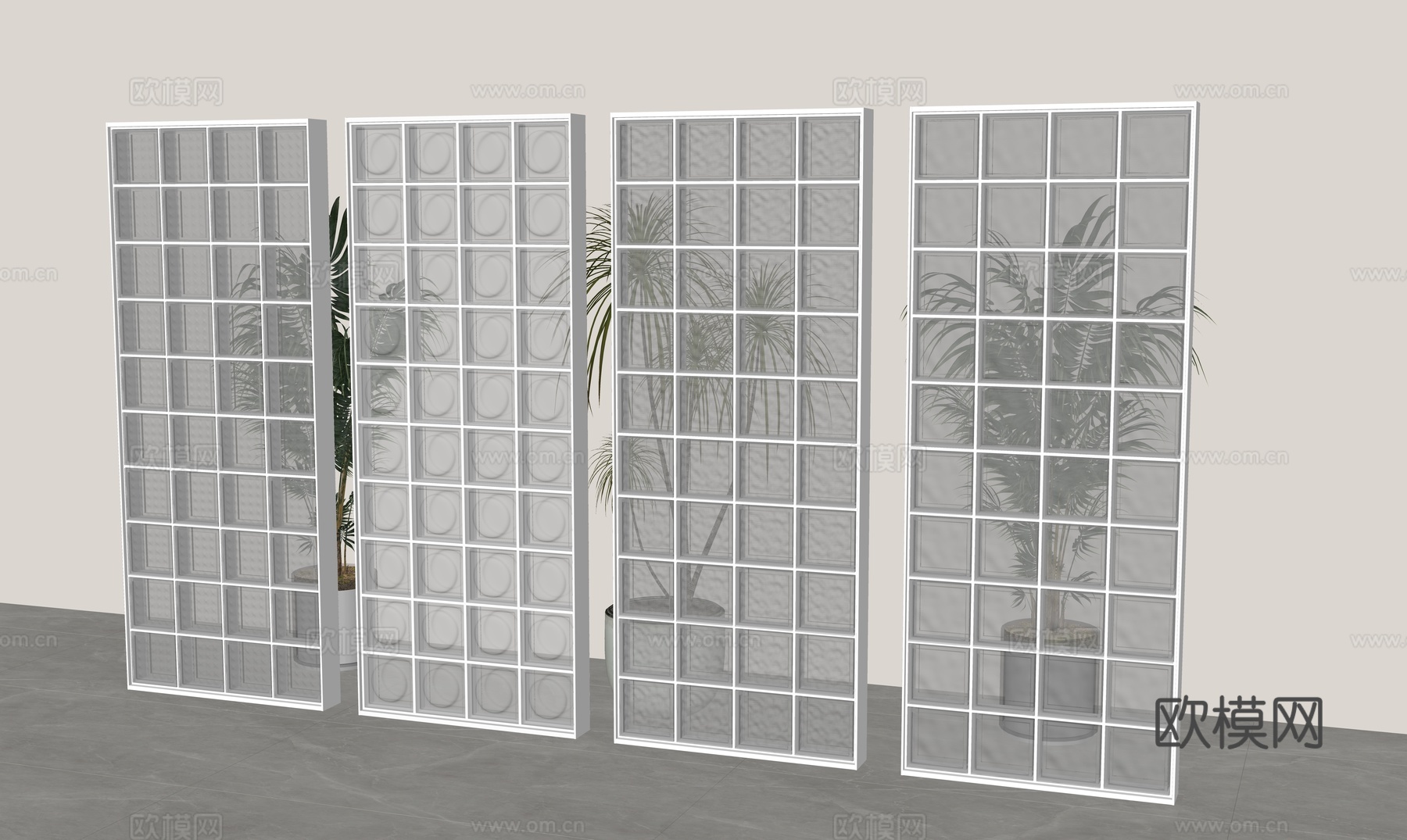 玻璃隔断屏风su模型