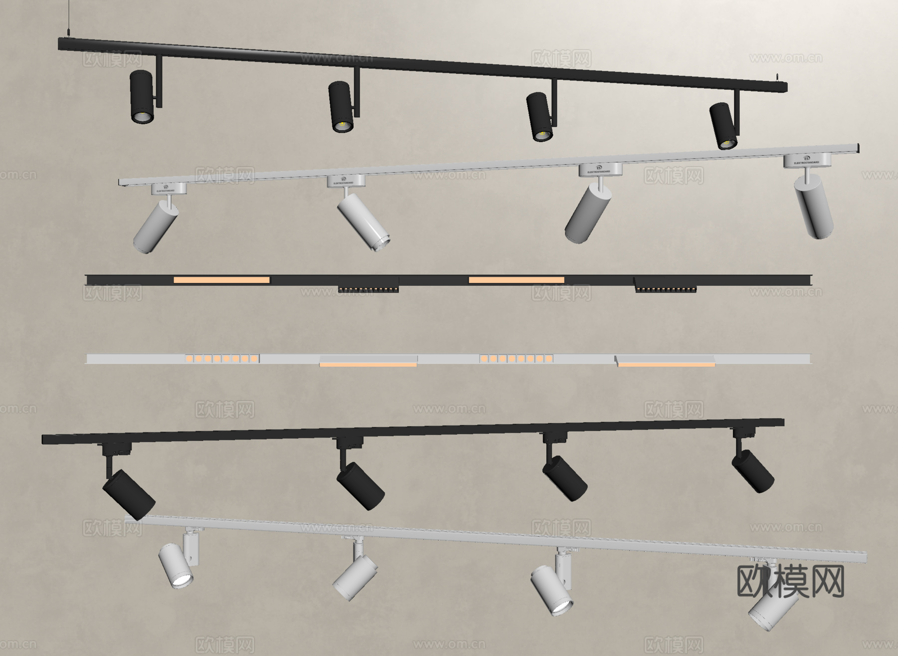 现代筒灯射灯 轨道式筒灯射灯 线性射灯su模型su模型