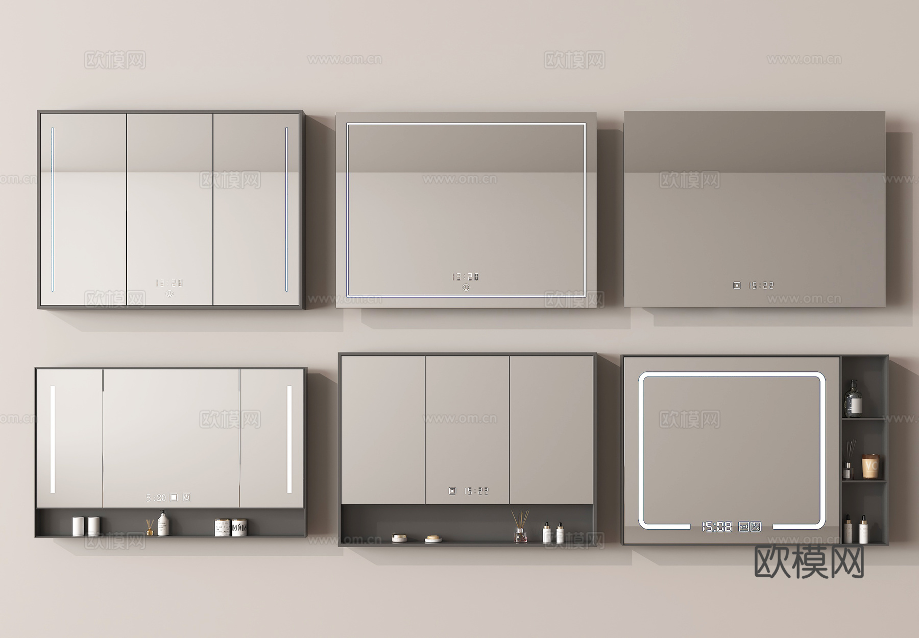 现代卫浴镜 镜柜 智能镜su模型