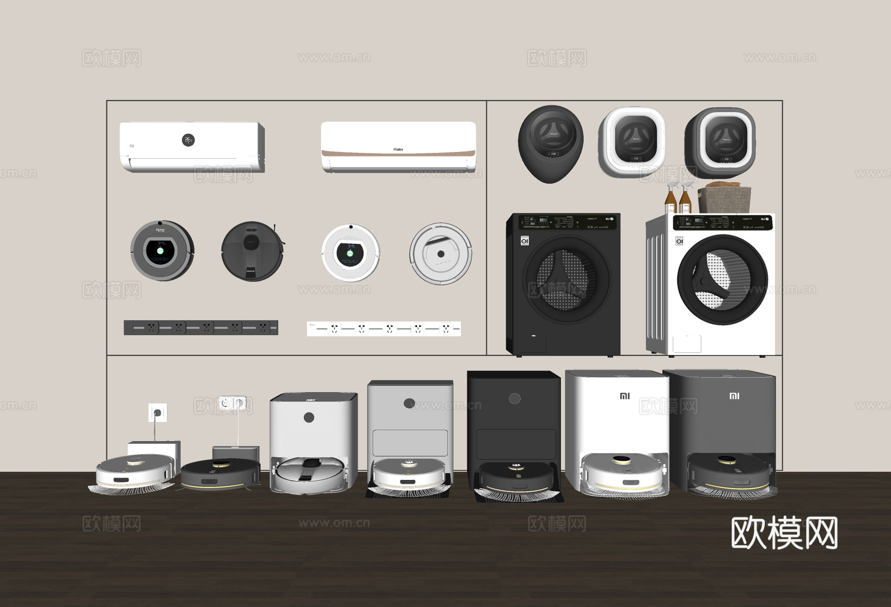 扫地机器人 洗衣机 挂壁洗衣机 空调su模型