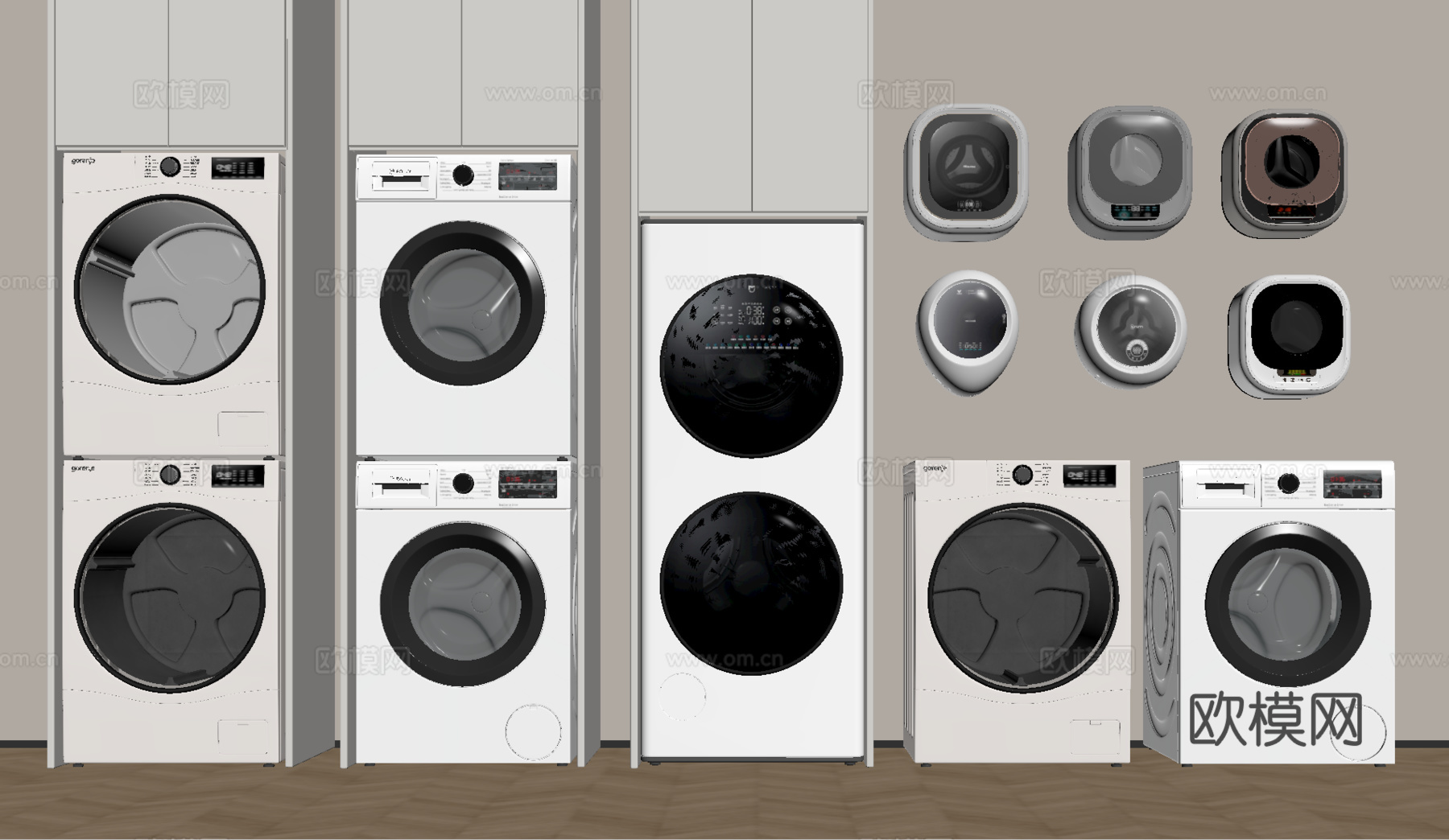 现代洗衣机 烘干机  洗烘一体机 壁挂式洗衣机su模型