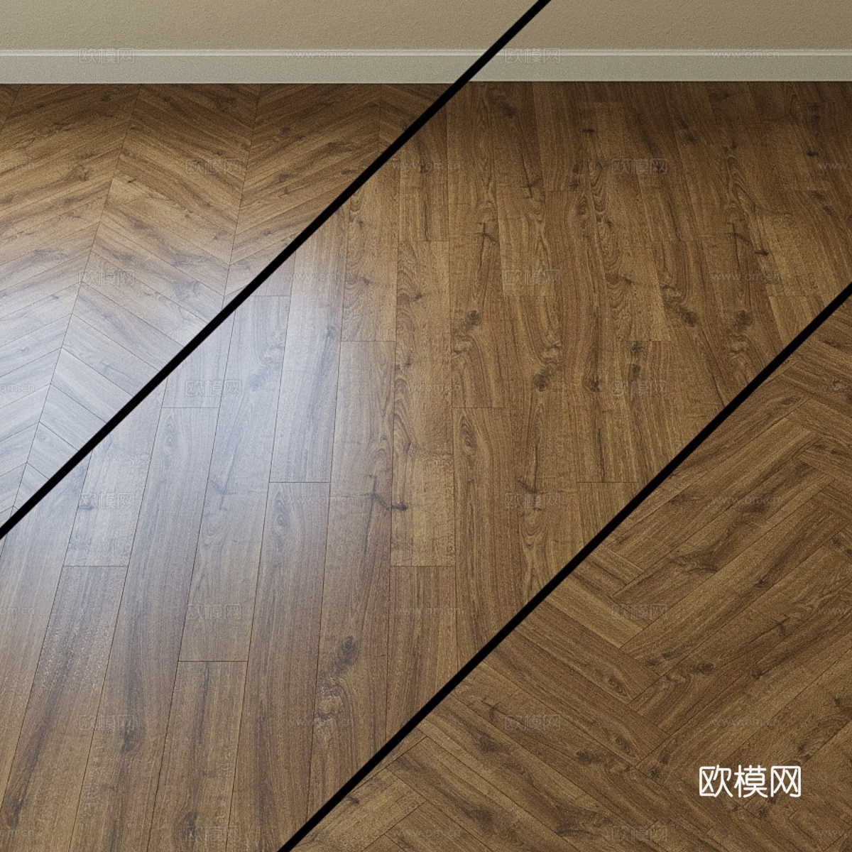 Pergo橡木拼花地板 棕色款3d模型