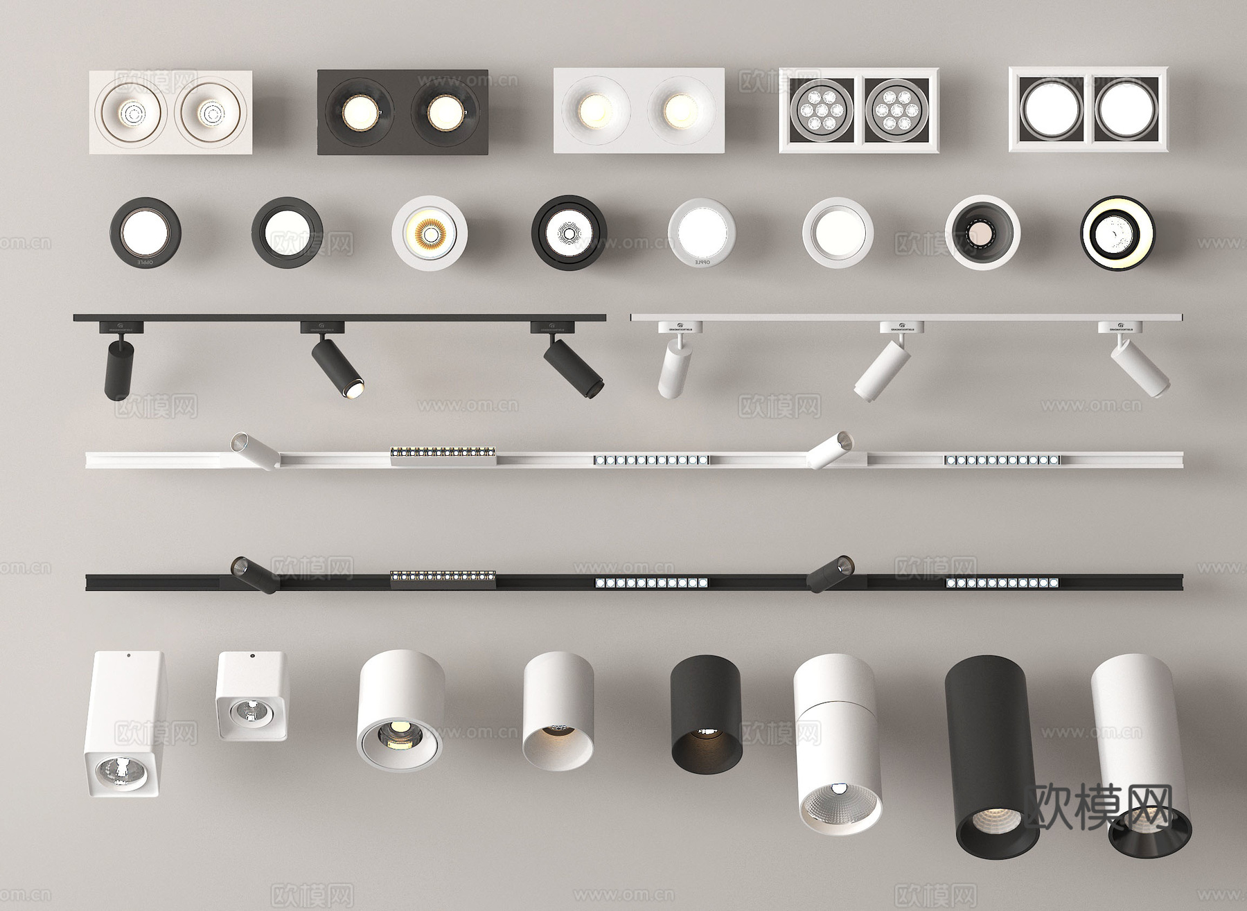 现代筒灯射灯 明装筒灯 轨道式筒灯射灯 嵌入式筒灯射灯su模型