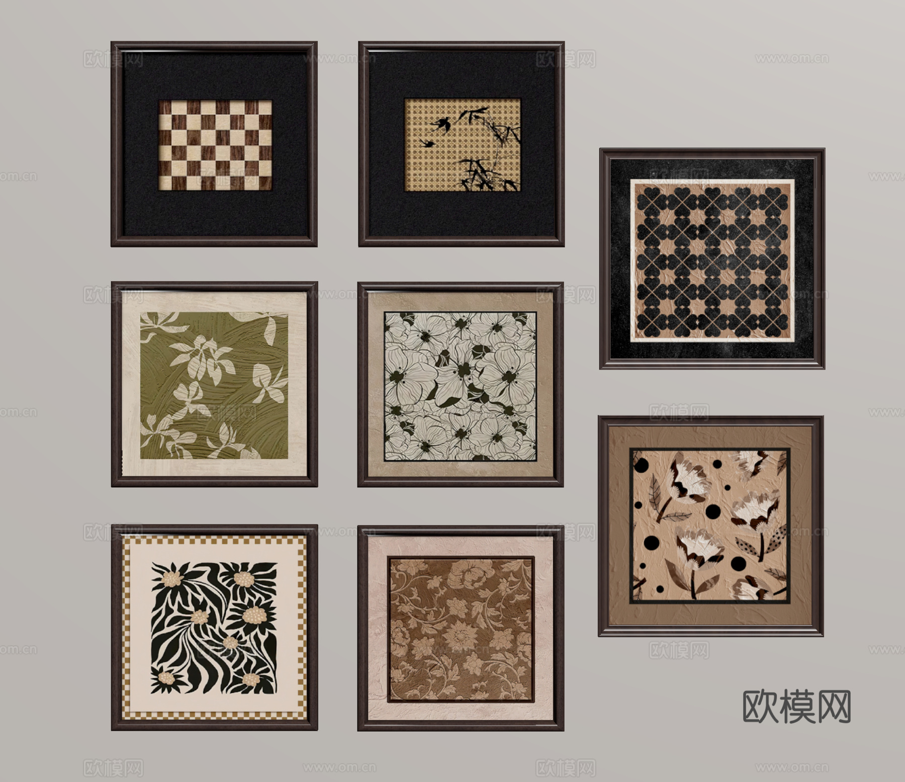 中古风挂画 装饰画su模型