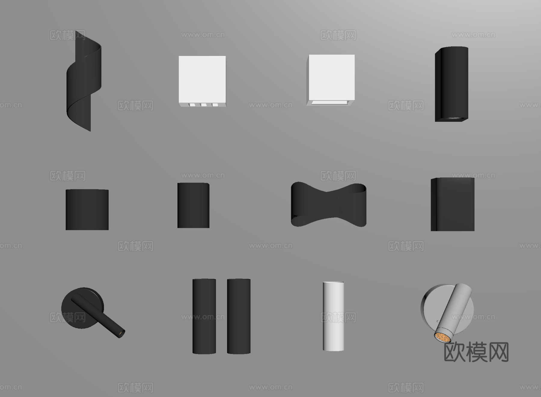 现代简约壁灯 方盒壁灯墙灯 过道灯走廊灯su模型