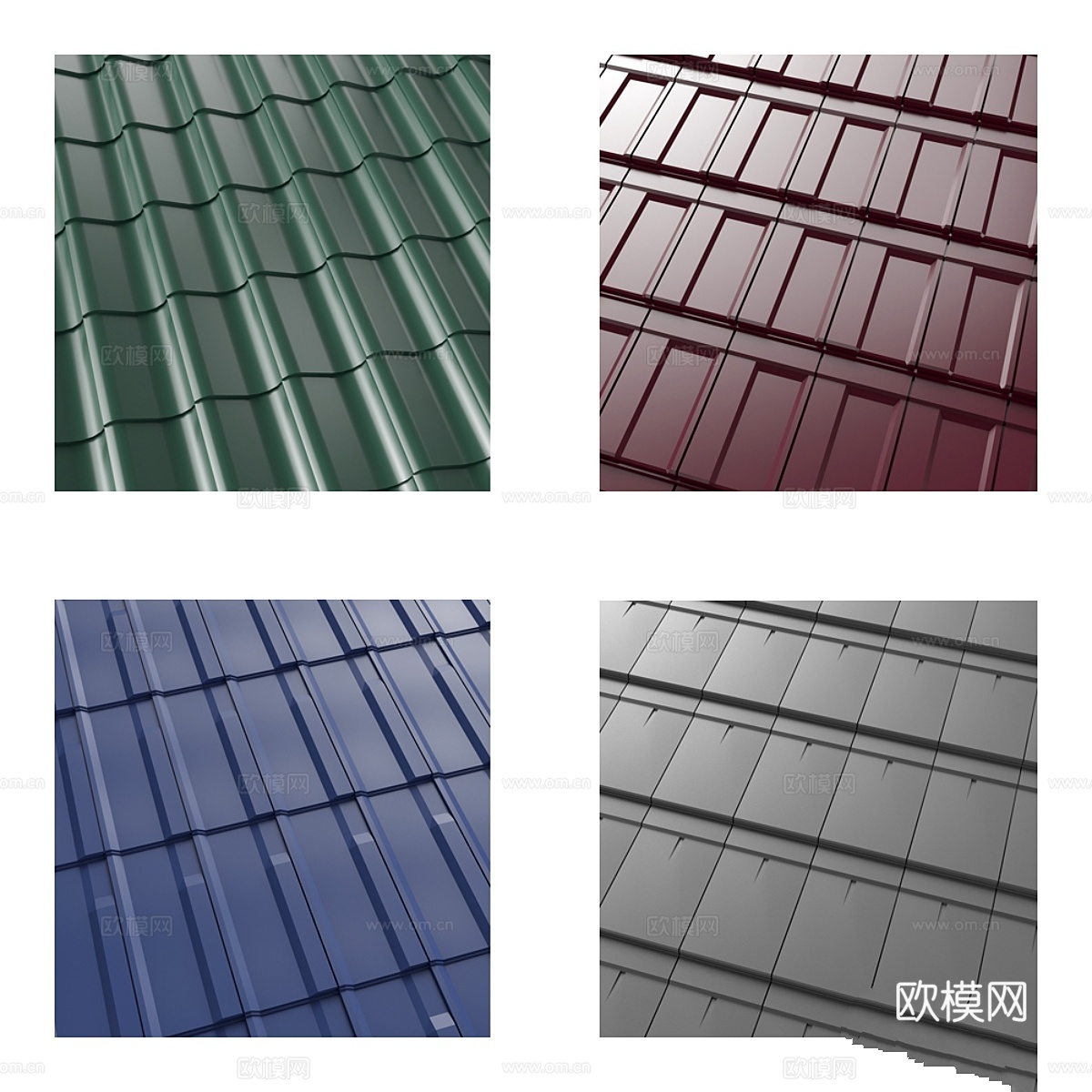 低多边形金属瓦片3d模型下载