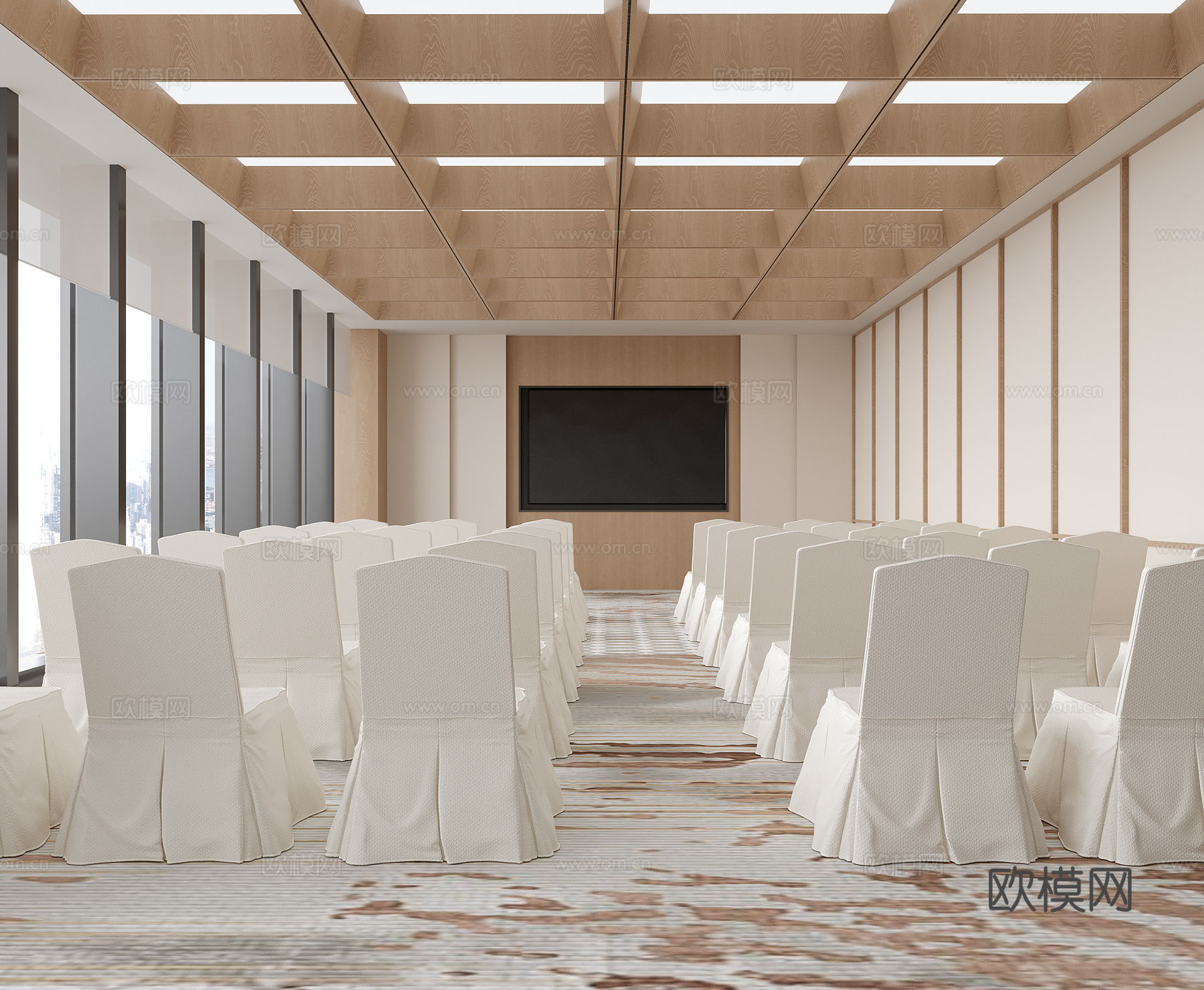 现代酒店会议室 宴会厅3d模型下载