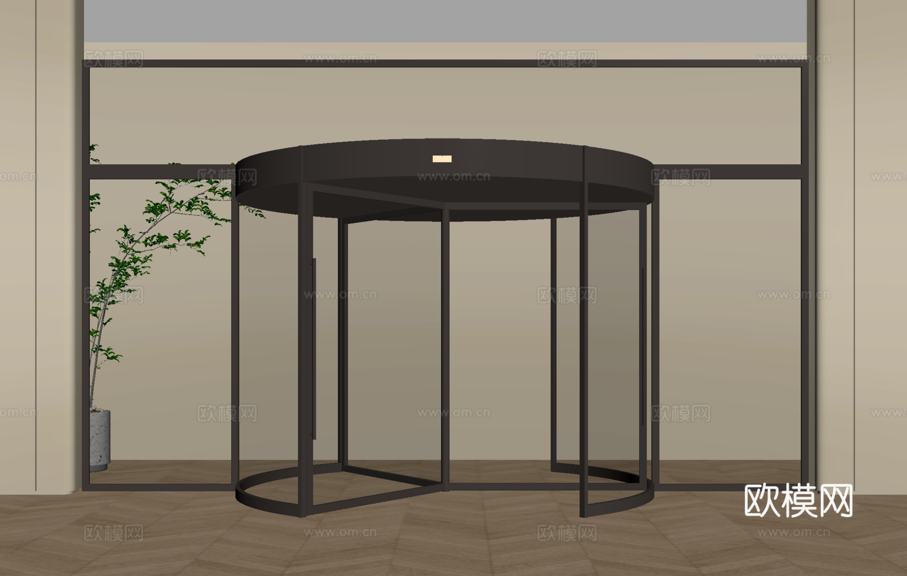 现代玻璃旋转门 大堂门 感应门电动门 自动旋转门su模型