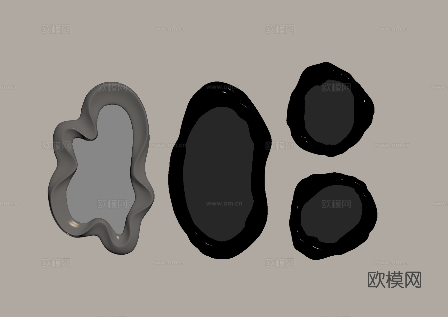 现代极简镜子 化妆镜 浴室镜 异形镜su模型