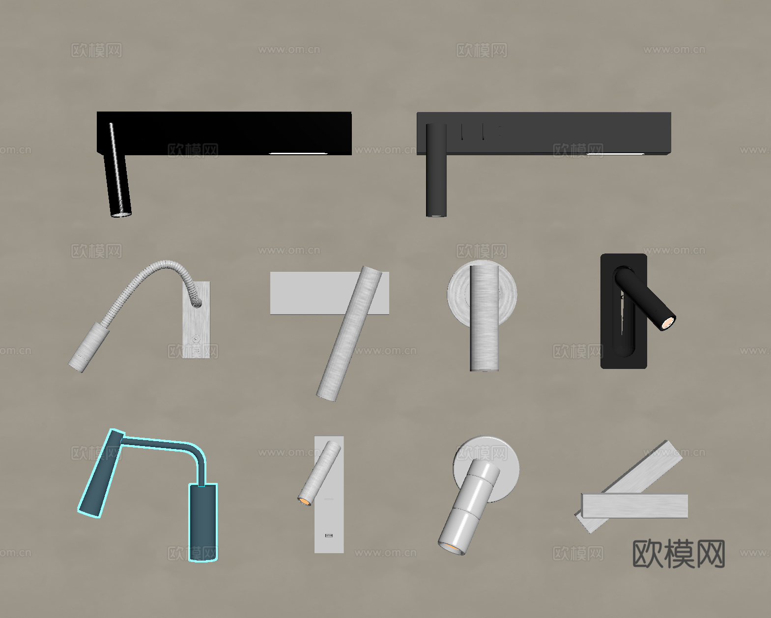 现代壁灯  阅读灯  氛围灯 金属su模型