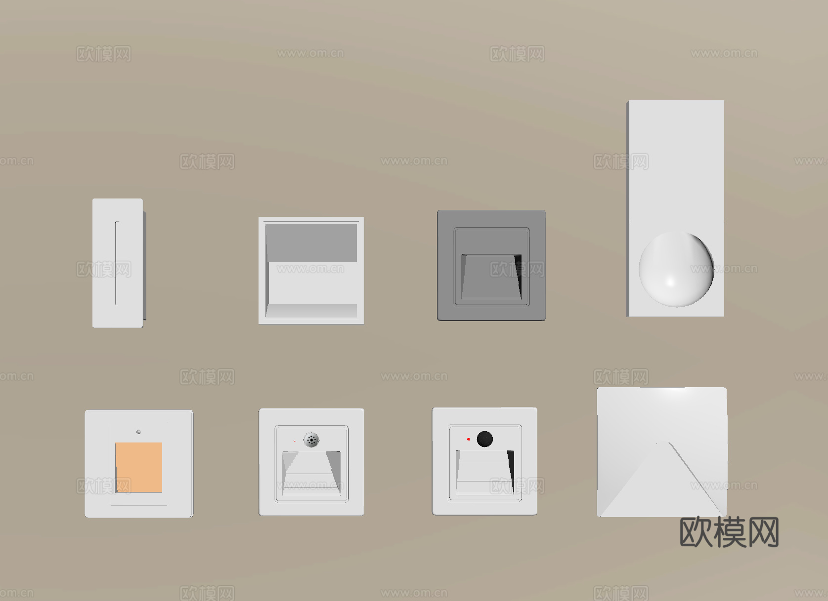 现代壁灯 楼梯感应灯 走廊感应灯 嵌入式 墙面su模型