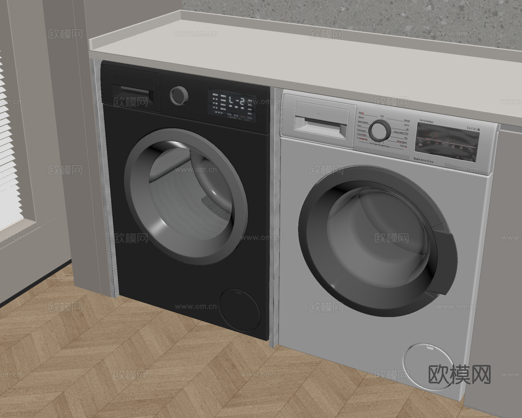 现代洗衣机 滚筒洗衣机su模型
