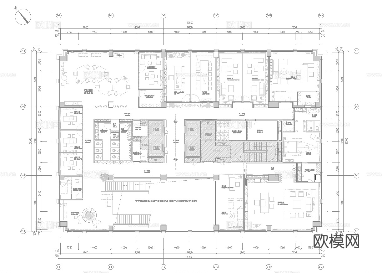 600平办公室 最新平面施工图合集cad施工图