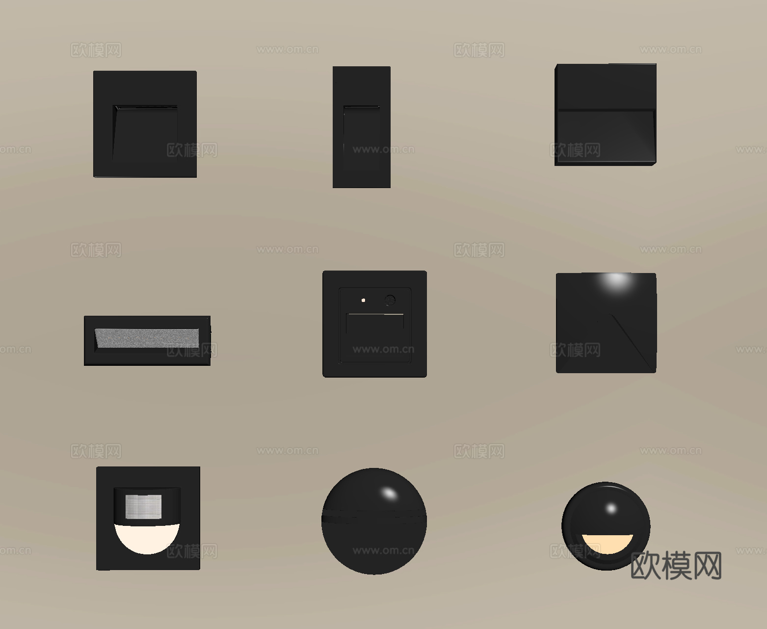 现代壁灯 楼梯感应灯 走廊感应灯 嵌入式 墙面su模型