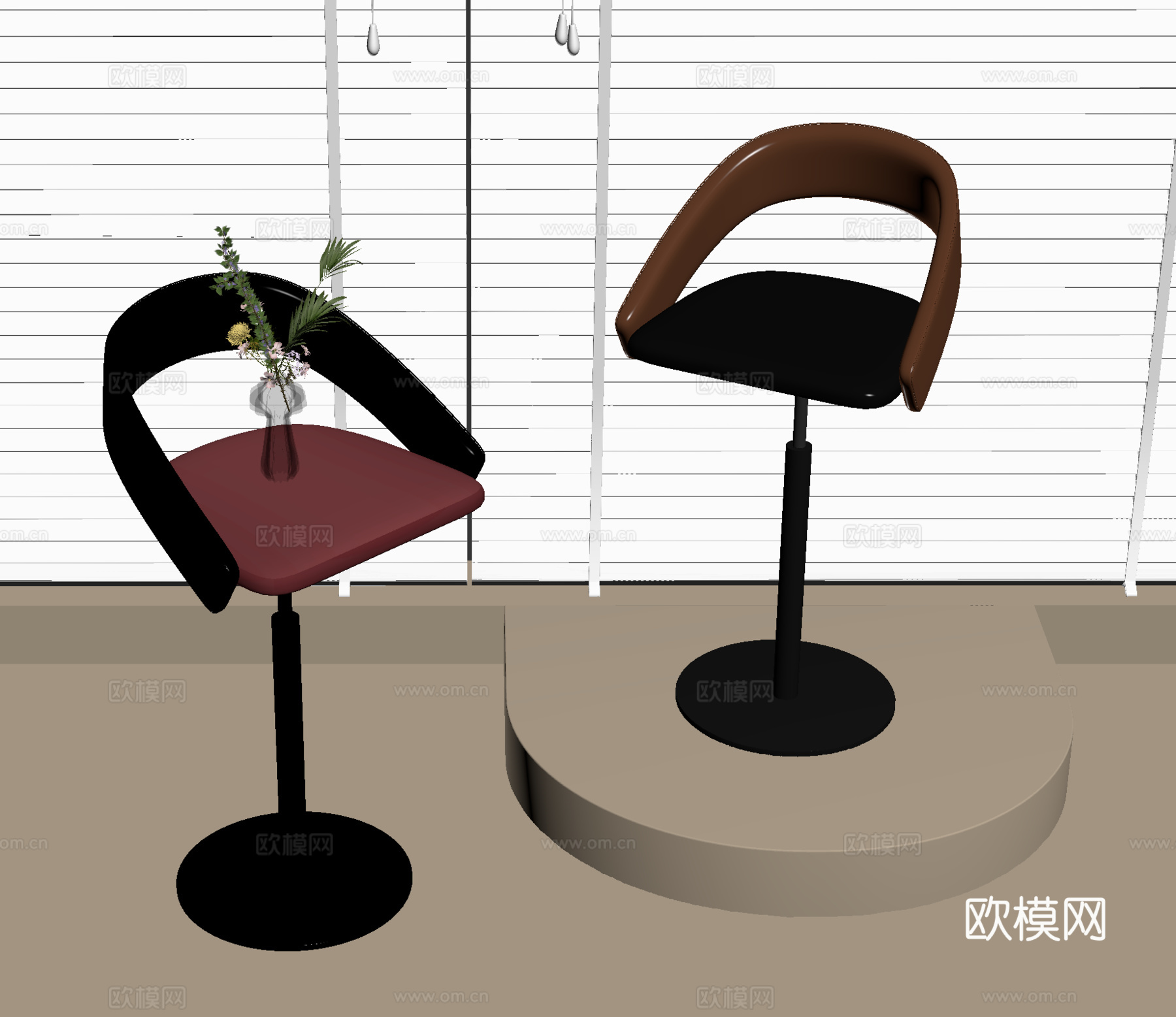 吧凳 现代吧凳 吧椅 转椅su模型