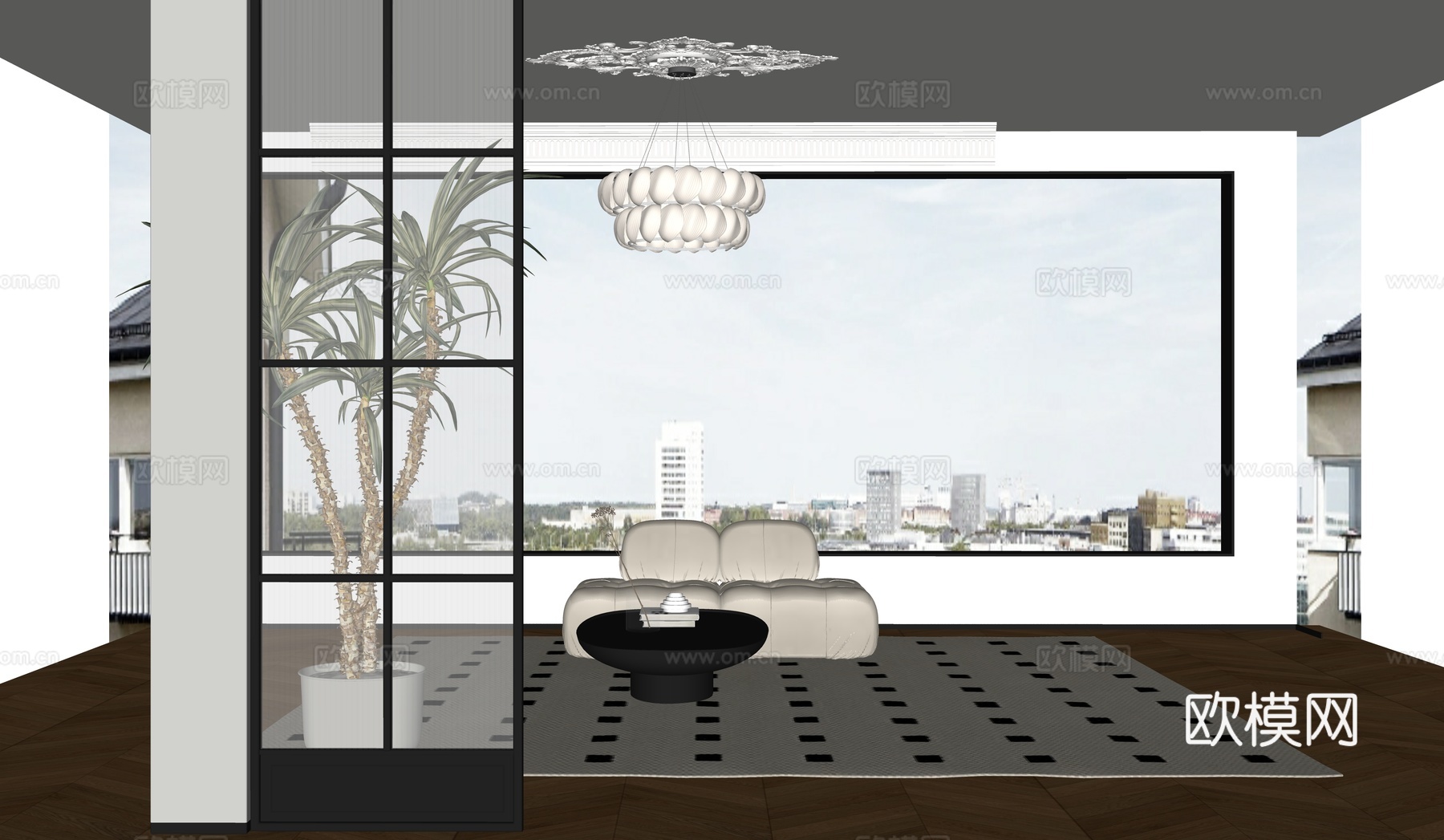 长虹玻璃屏风su模型