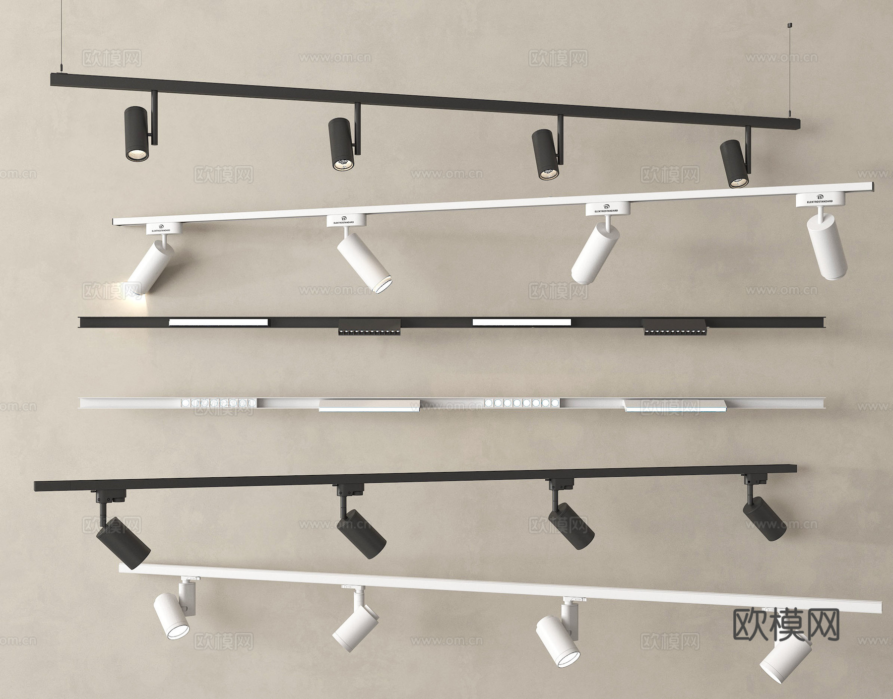 现代筒灯射灯 轨道式筒灯射灯 线性射灯su模型su模型