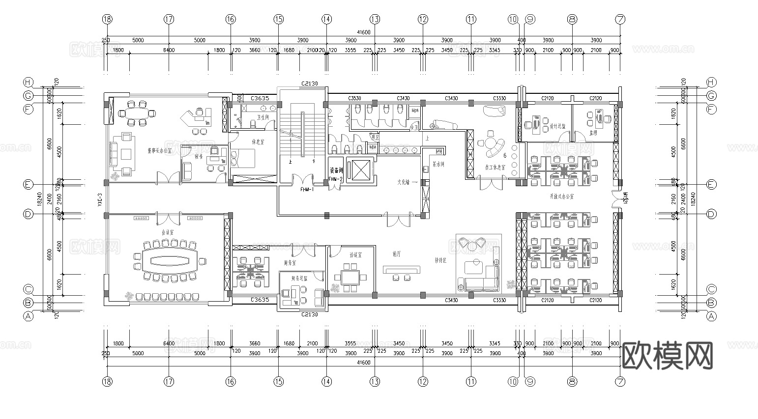 400平办公室 最新平面施工图合集cad施工图