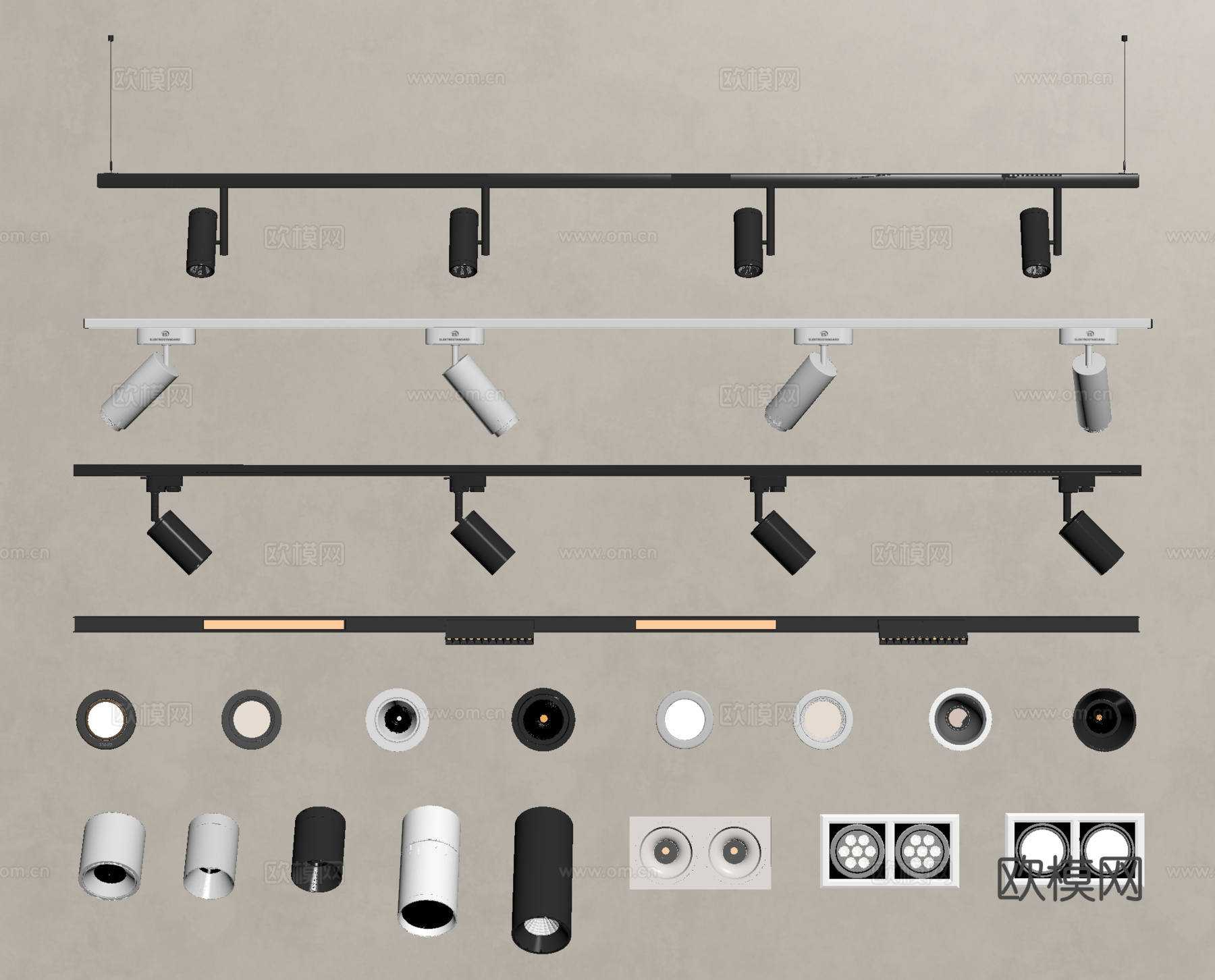 现代筒灯射灯 明装筒灯 轨道式筒灯射灯 嵌入式筒灯射灯su模型