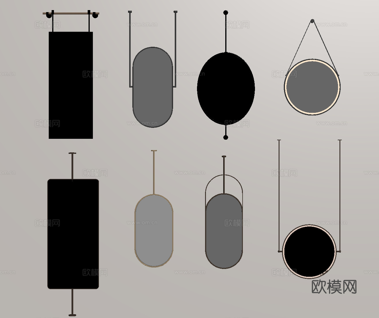 现代镜子 卫浴镜 装饰镜 化妆镜 全身镜su模型
