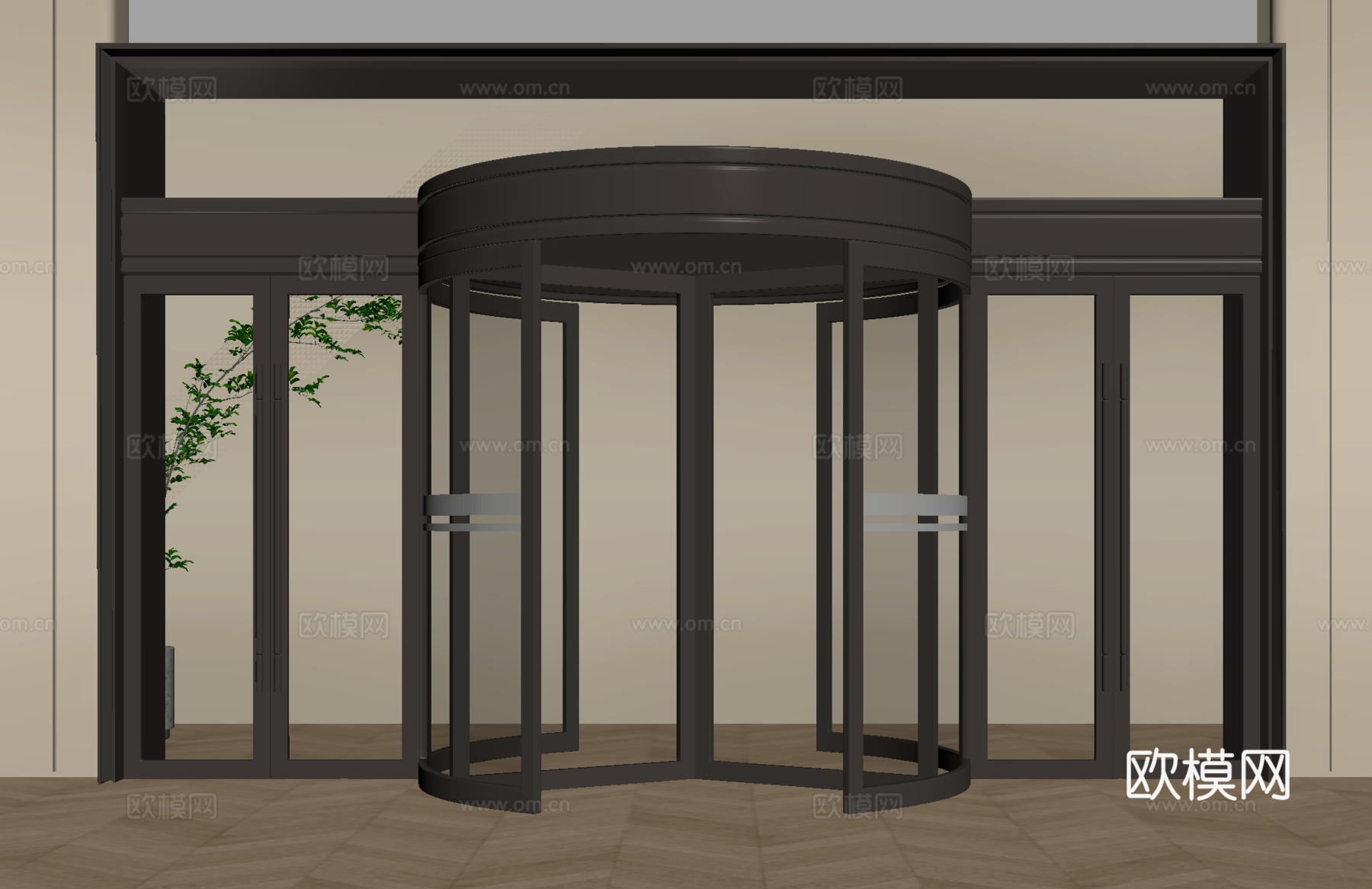 现代玻璃旋转门 大堂门su模型