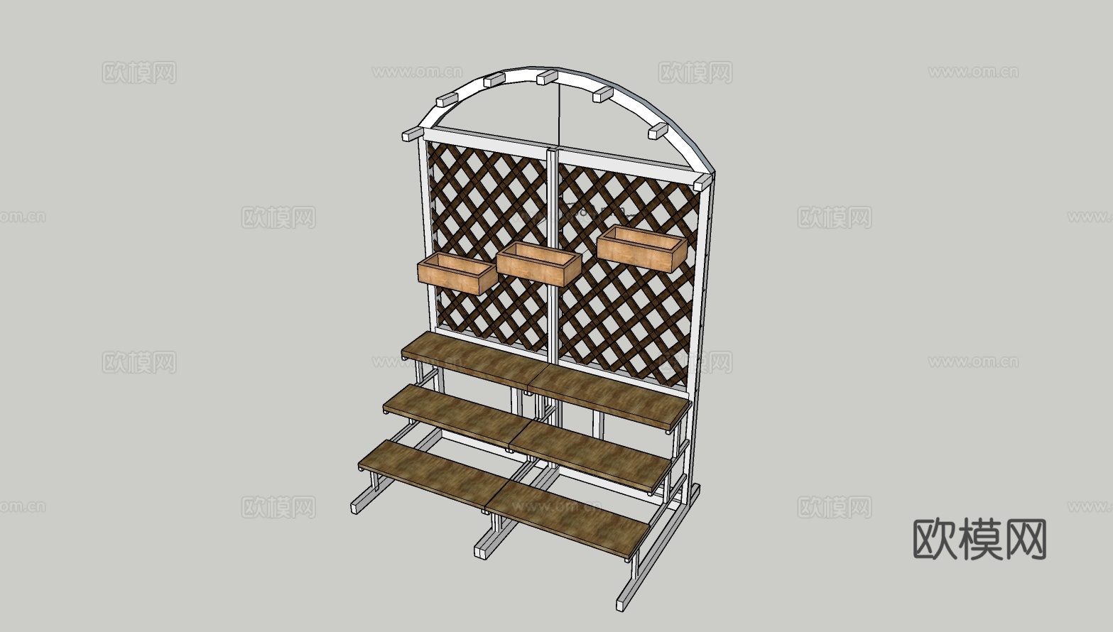 木制花草架子免费su模型