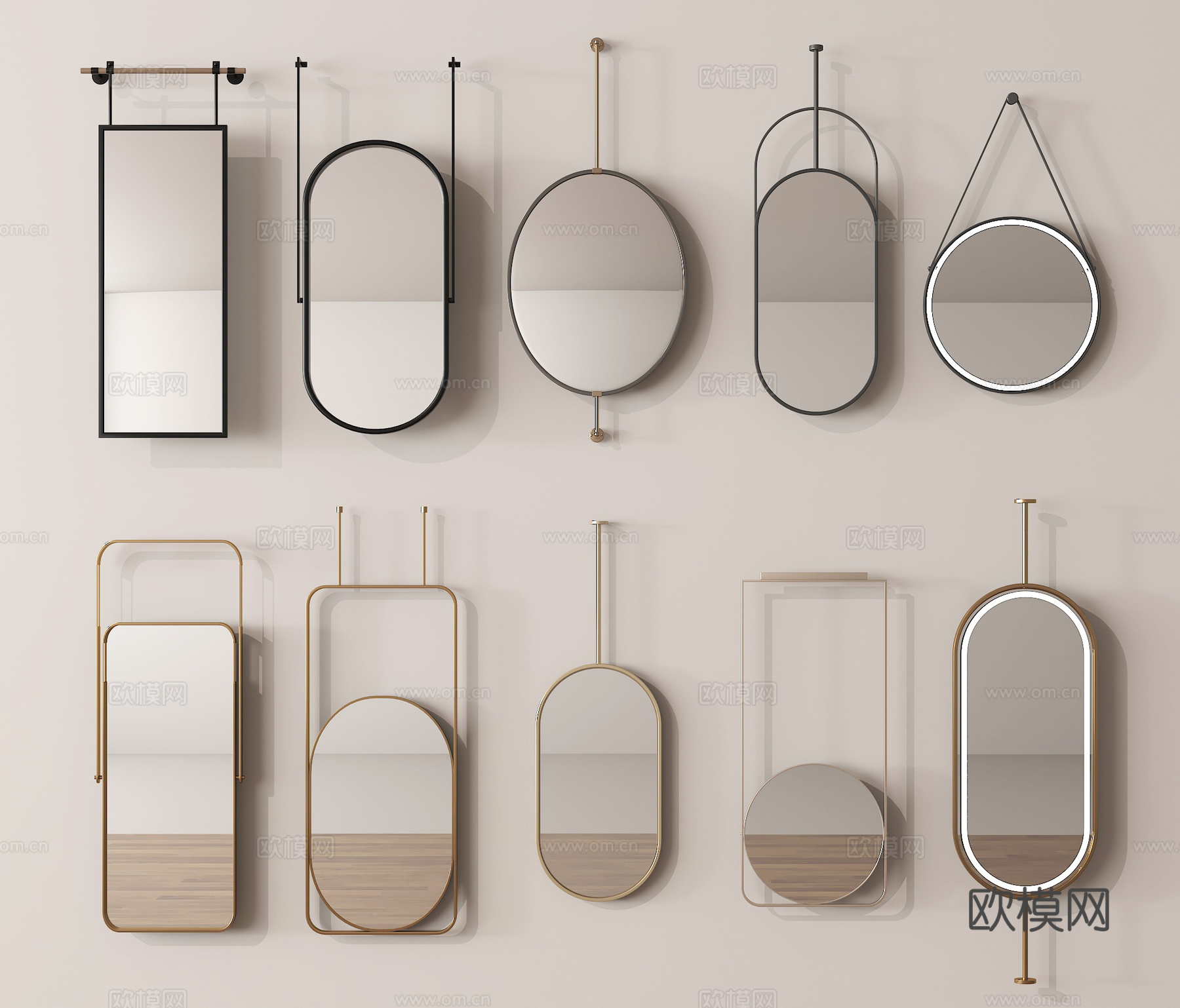 现代镜子 卫浴镜 装饰镜 化妆镜 全身镜su模型