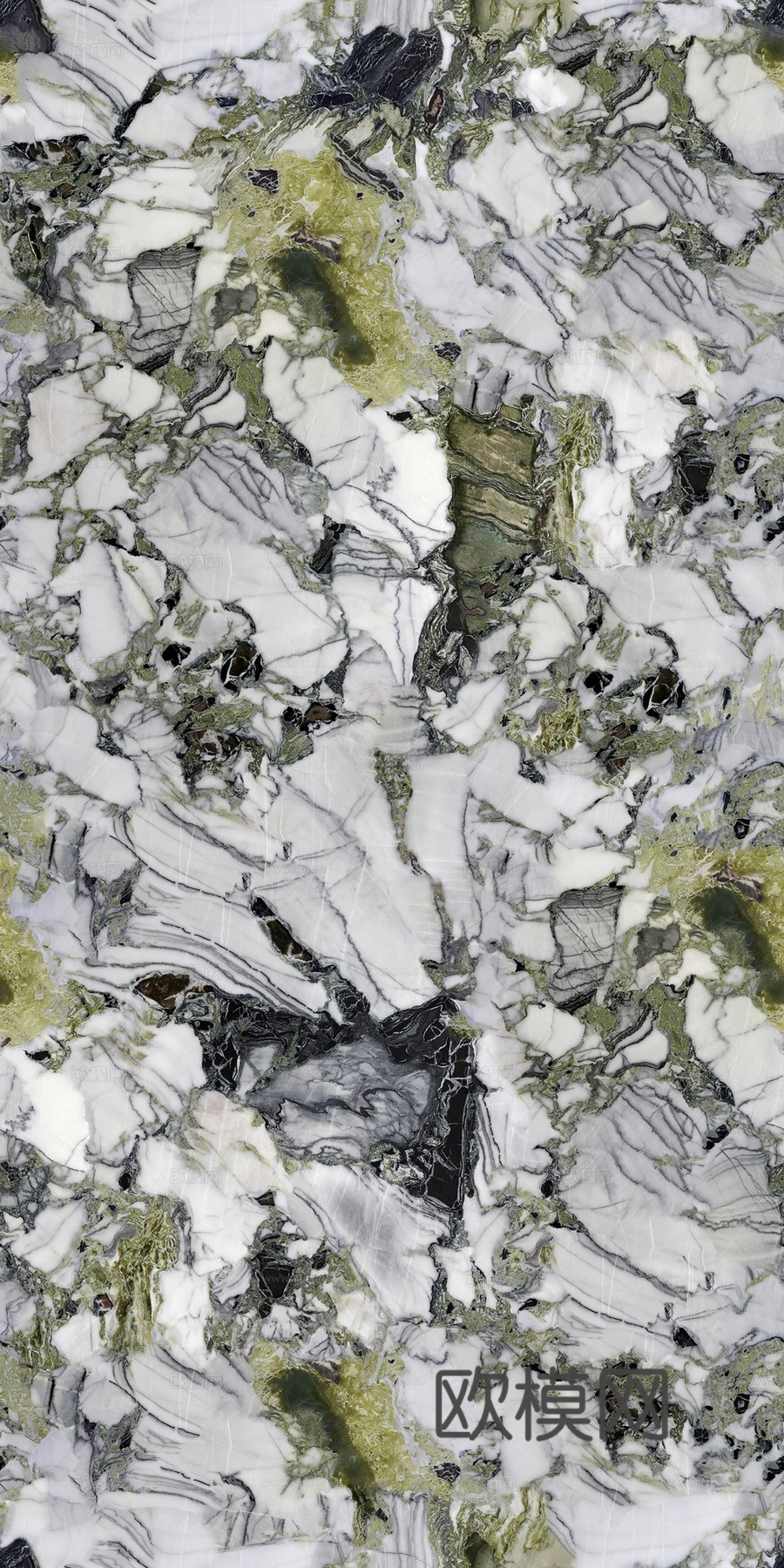 现代冷翡翠白绿色花纹大理石 冷翡翠奢石贴图
