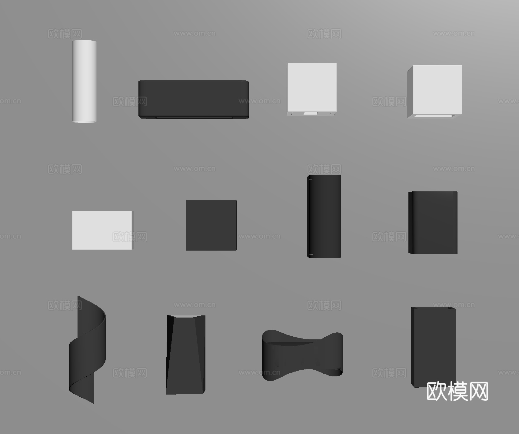 现代简约壁灯 方盒壁灯墙灯 过道灯走廊灯su模型