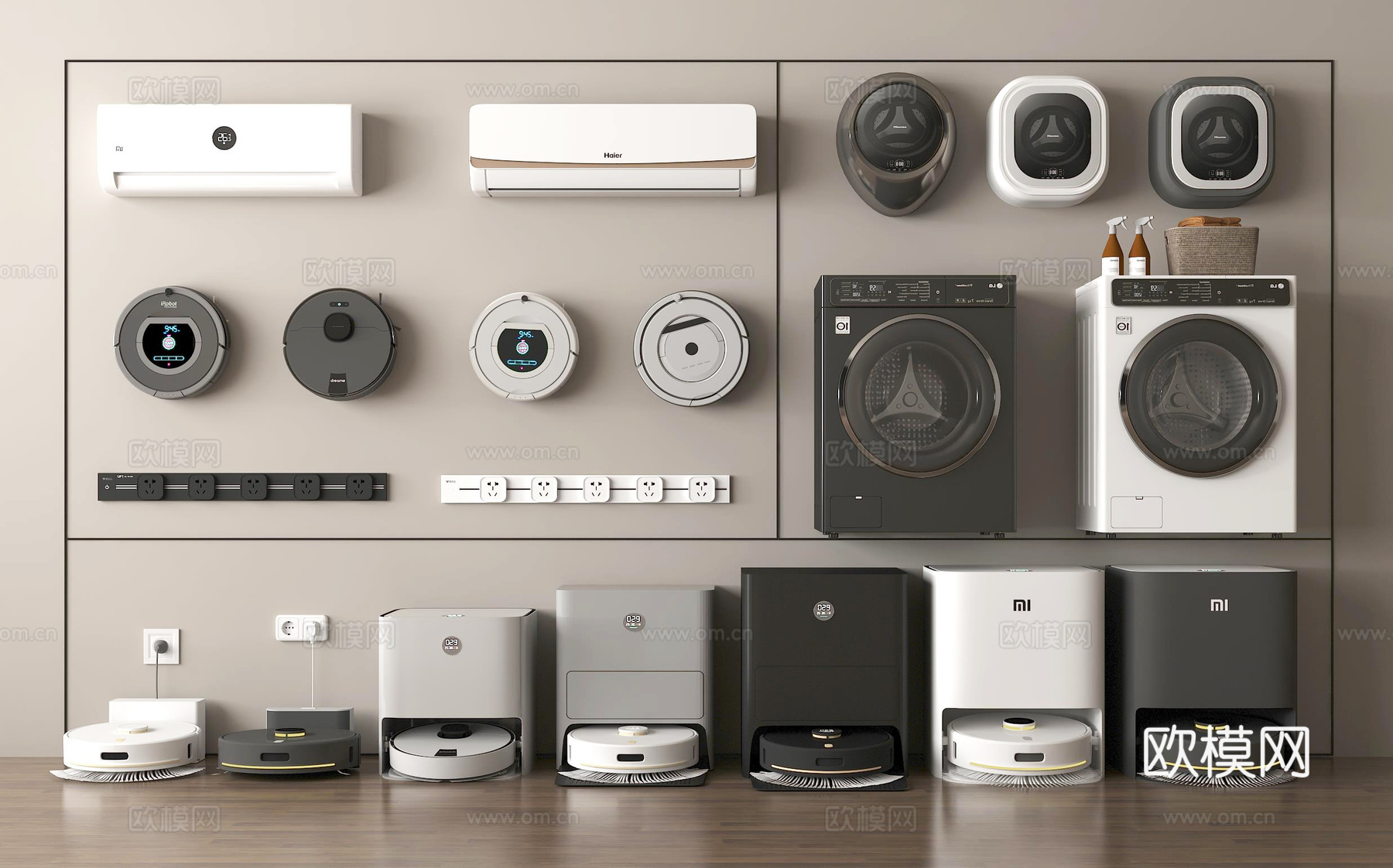 扫地机器人 洗衣机 挂壁洗衣机 空调su模型