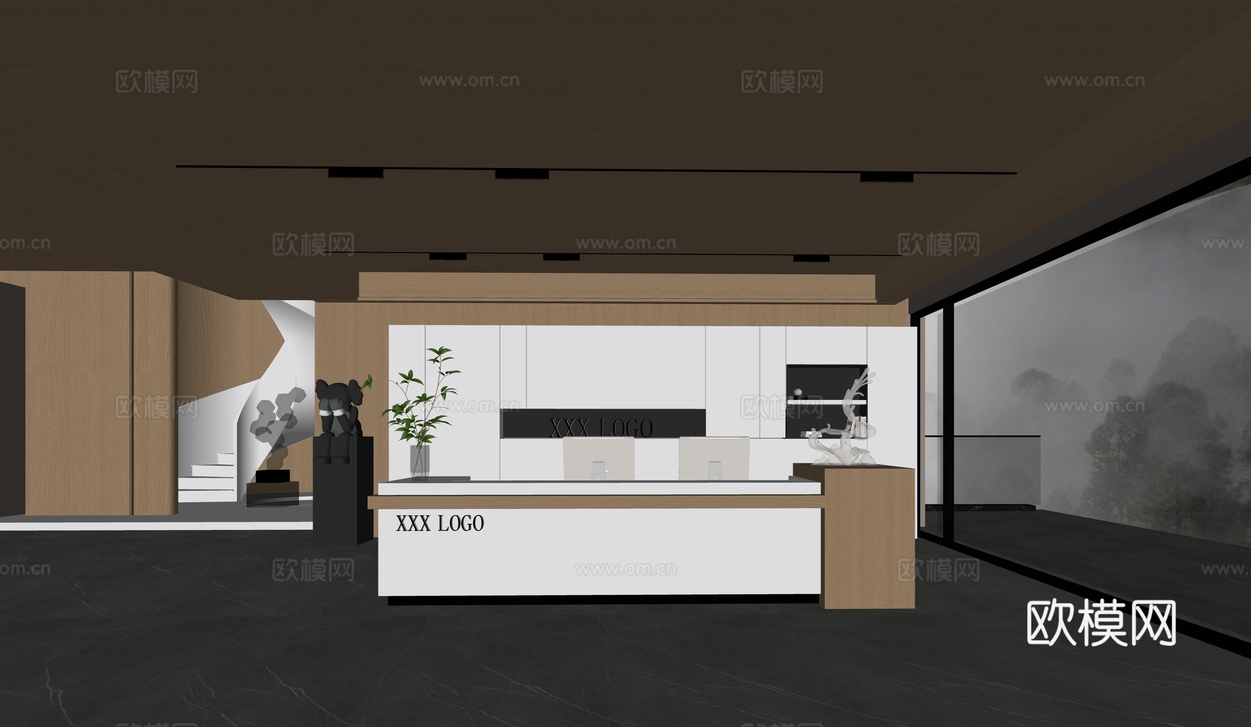 现代水吧区su模型