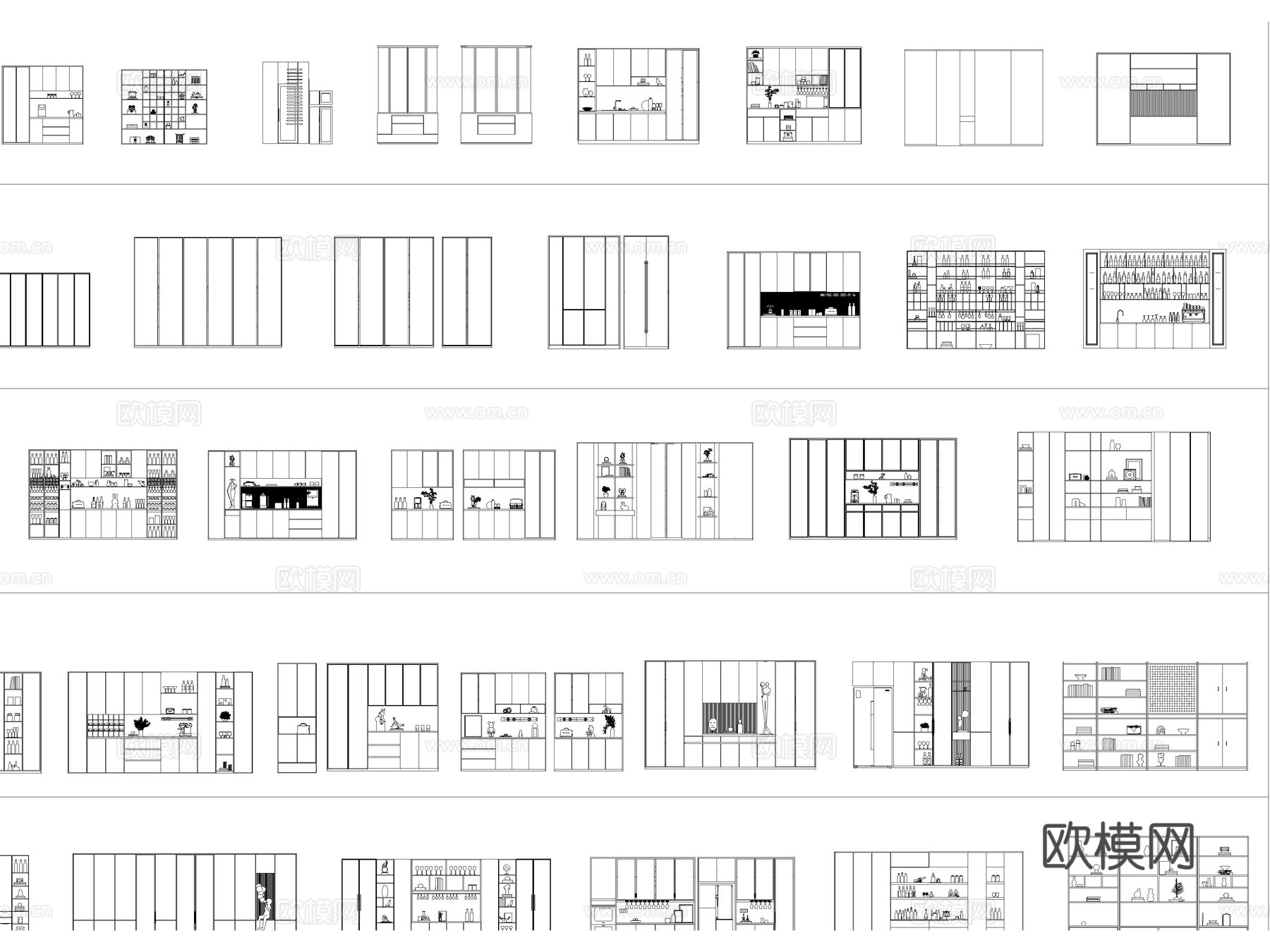 2026年最新酒柜置物架博古柜CAD图库cad施工图