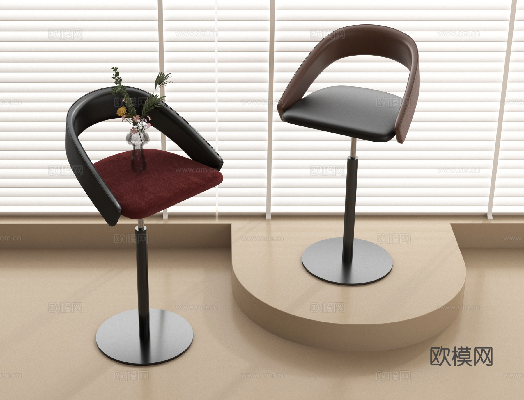 吧凳 现代吧凳 吧椅 转椅su模型