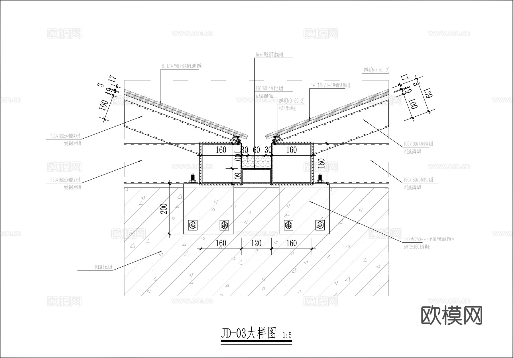 玻璃采光井施工详图cad施工图